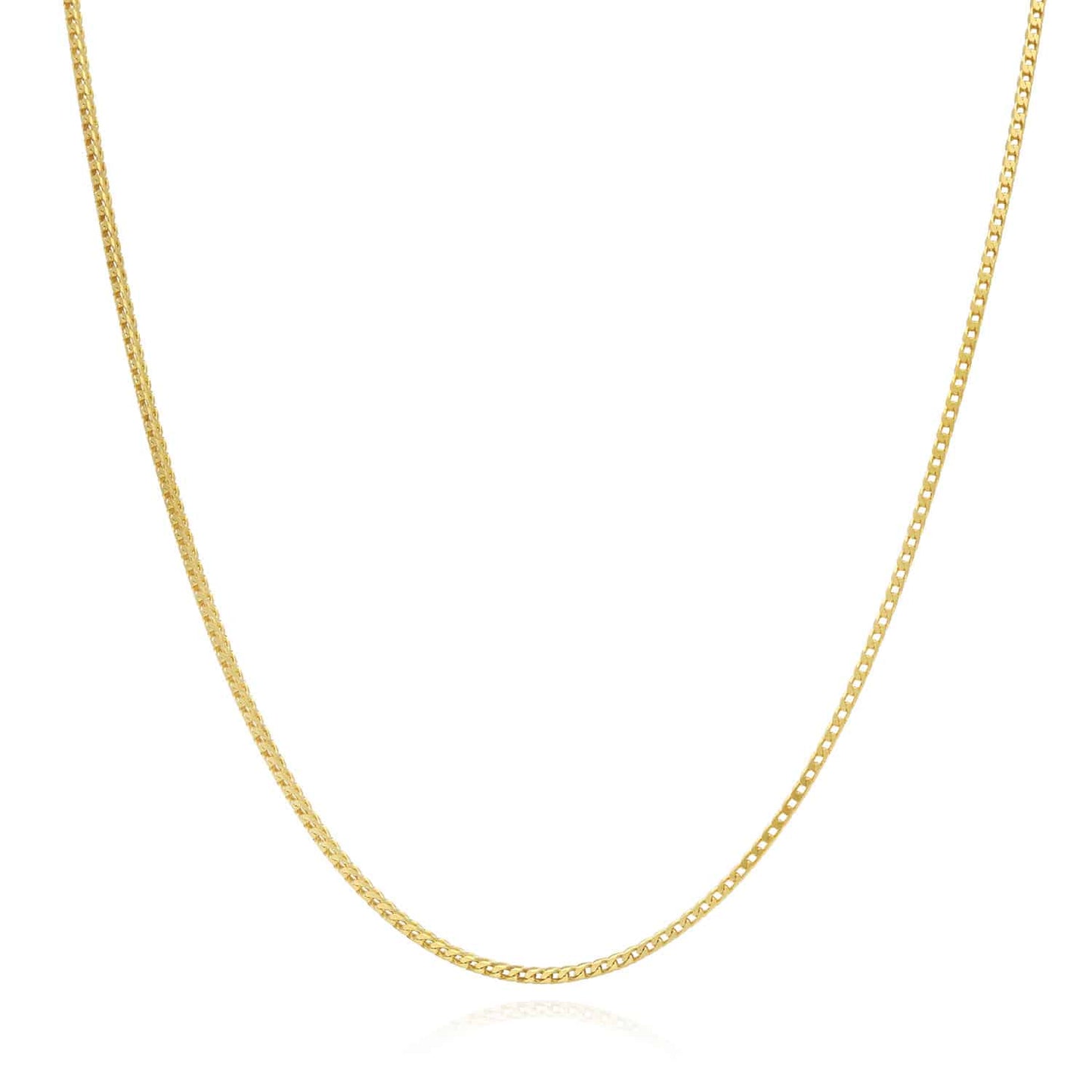 Kid's Solid 14K Yellow Gold Over Silver 1.2mm Franco Chain Necklace 16"-20"