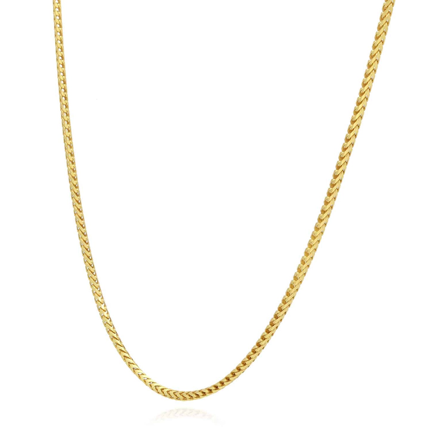 Kid's Solid 14K Yellow Gold Over Silver 1.5mm Franco Chain Necklace 16"-20"