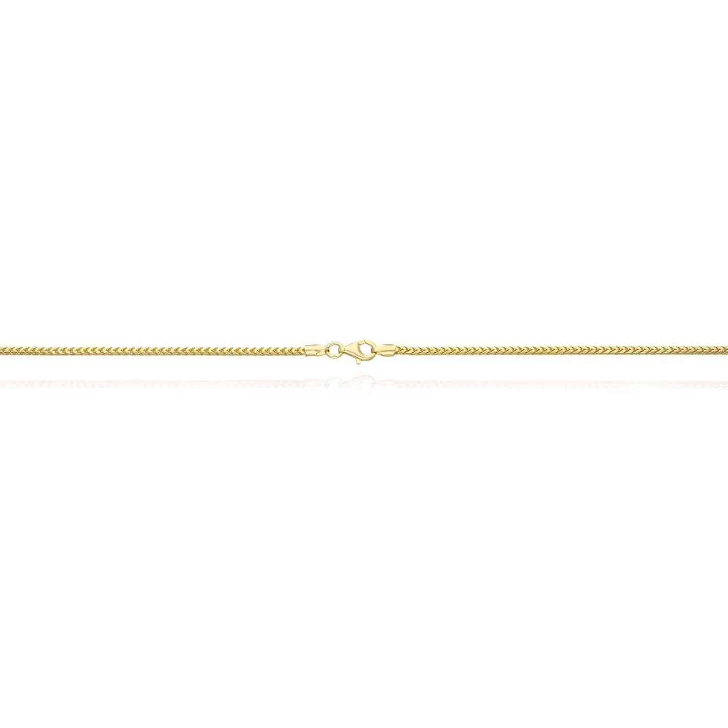 Solid 14K Yellow Gold Over Silver 1.8mm Franco Chain Necklace 16"-30"