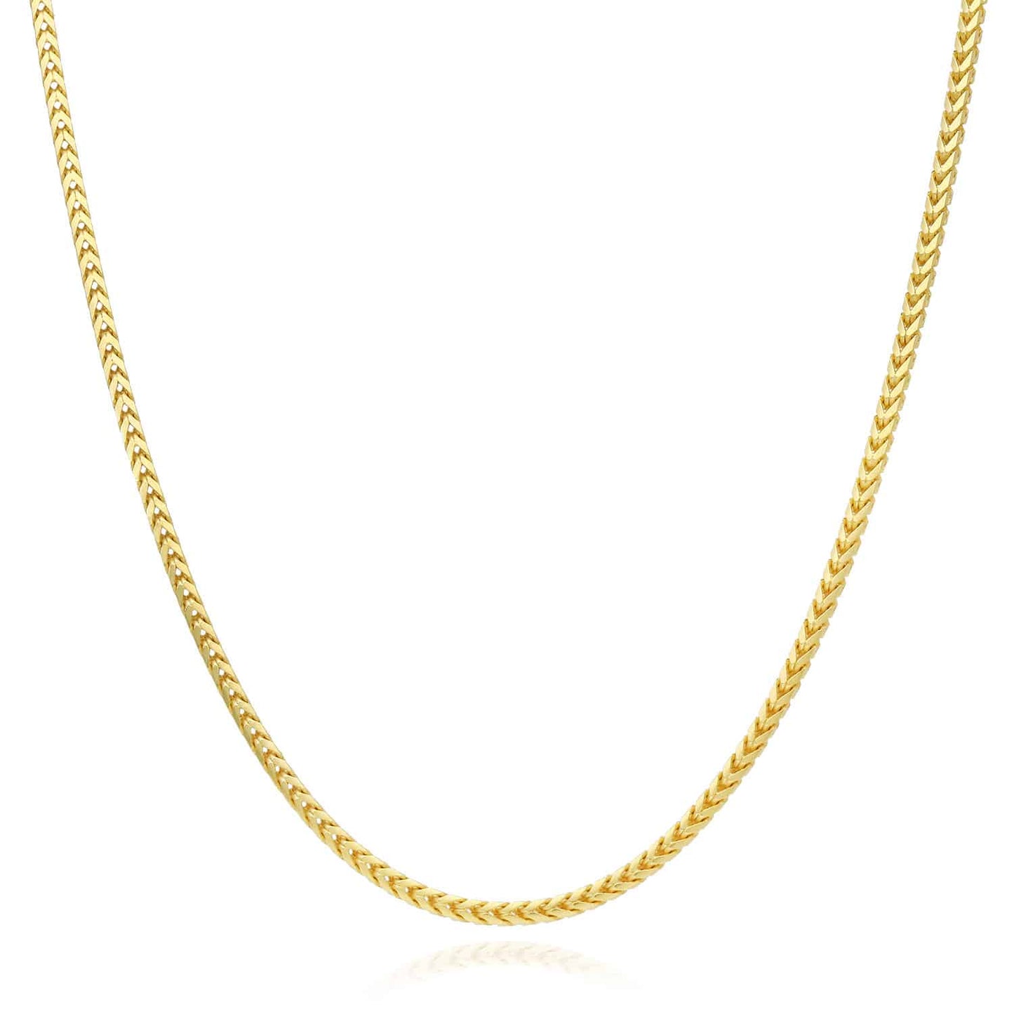Solid 14K Yellow Gold Over Silver 1.8mm Franco Chain Necklace 16"-30"