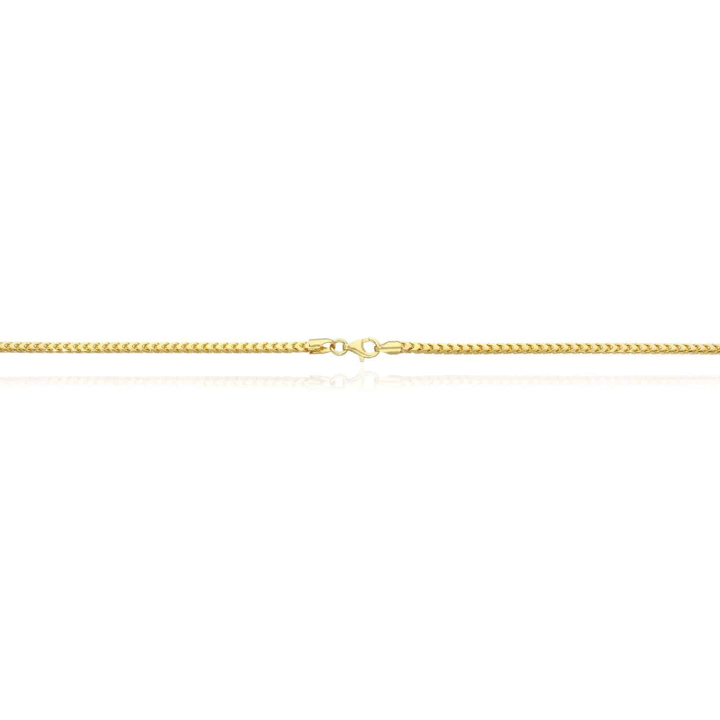 14K Yellow Gold Over Silver 2.5mm Franco Chain (Solid Links) 18"-30"