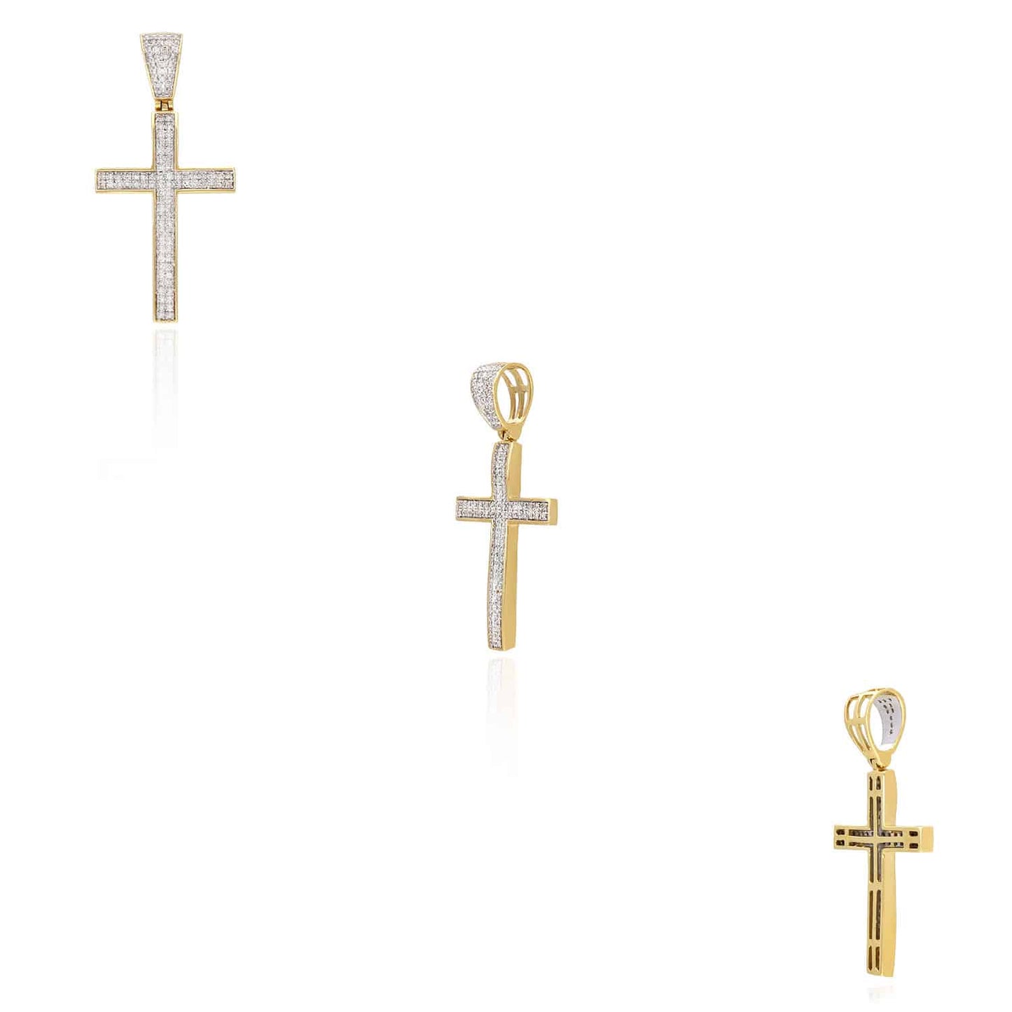 0.31CT. TW Real Diamond 10K Yellow Gold Cross Pendant 1.54"