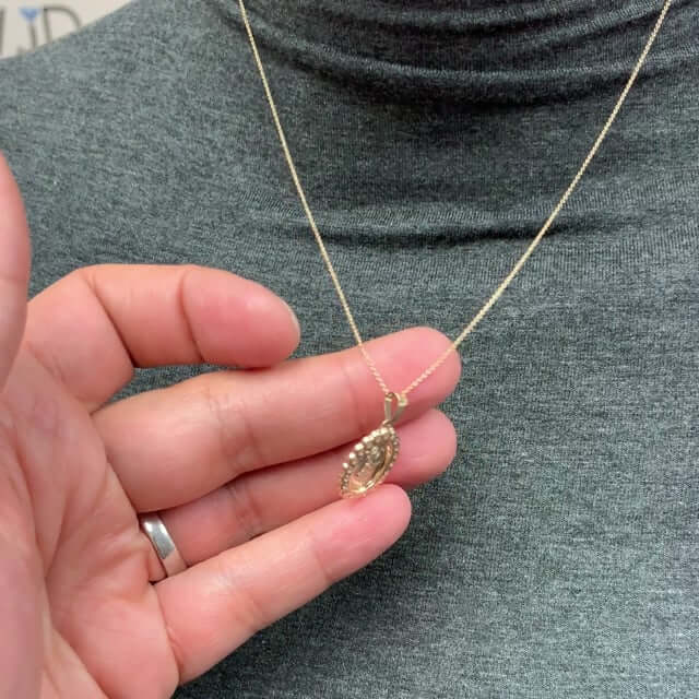 14K Yellow Rose Gold Cubic Zirconia Divine Infant Baby Jesus Oval Pendant