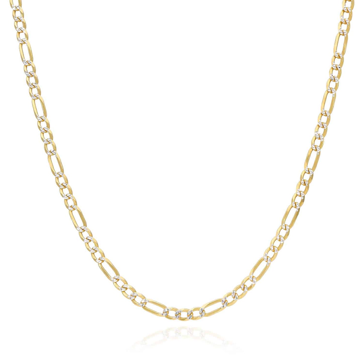 Kids 14K Yellow Gold Sterling Silver 2.7mm Diamond-Cut Figaro Chain 16"-20"
