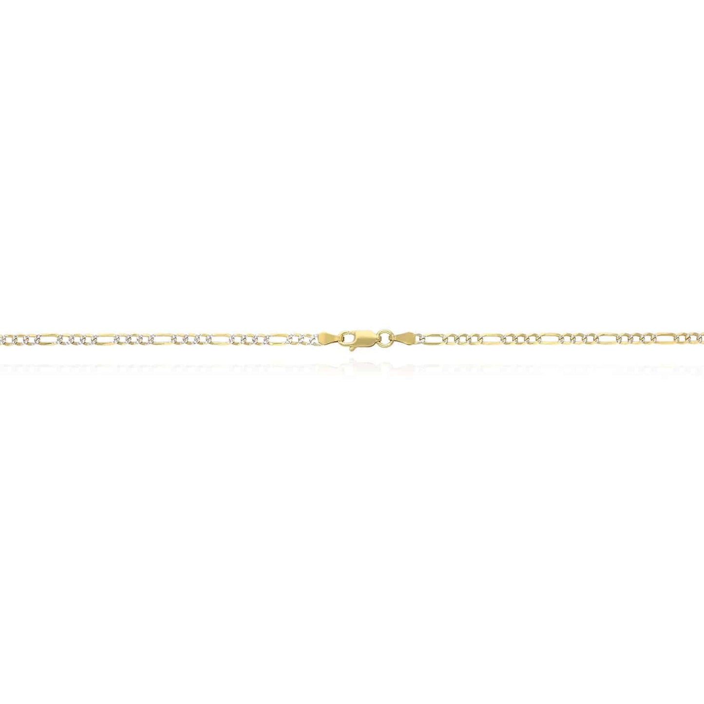 Kid's 14k Yellow Gold 925 Silver 2.7mm Diamond Cut Figaro Chain Necklace 16"-20"