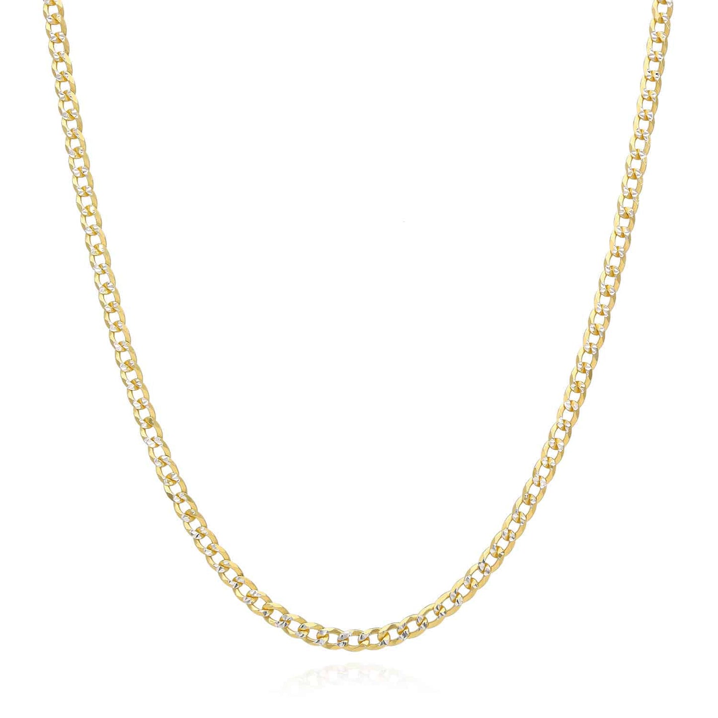 Kid's 14k Gold Over 925 Silver 2.7mm Diamond Cut Solid Cuban Curb Chain 16-20"
