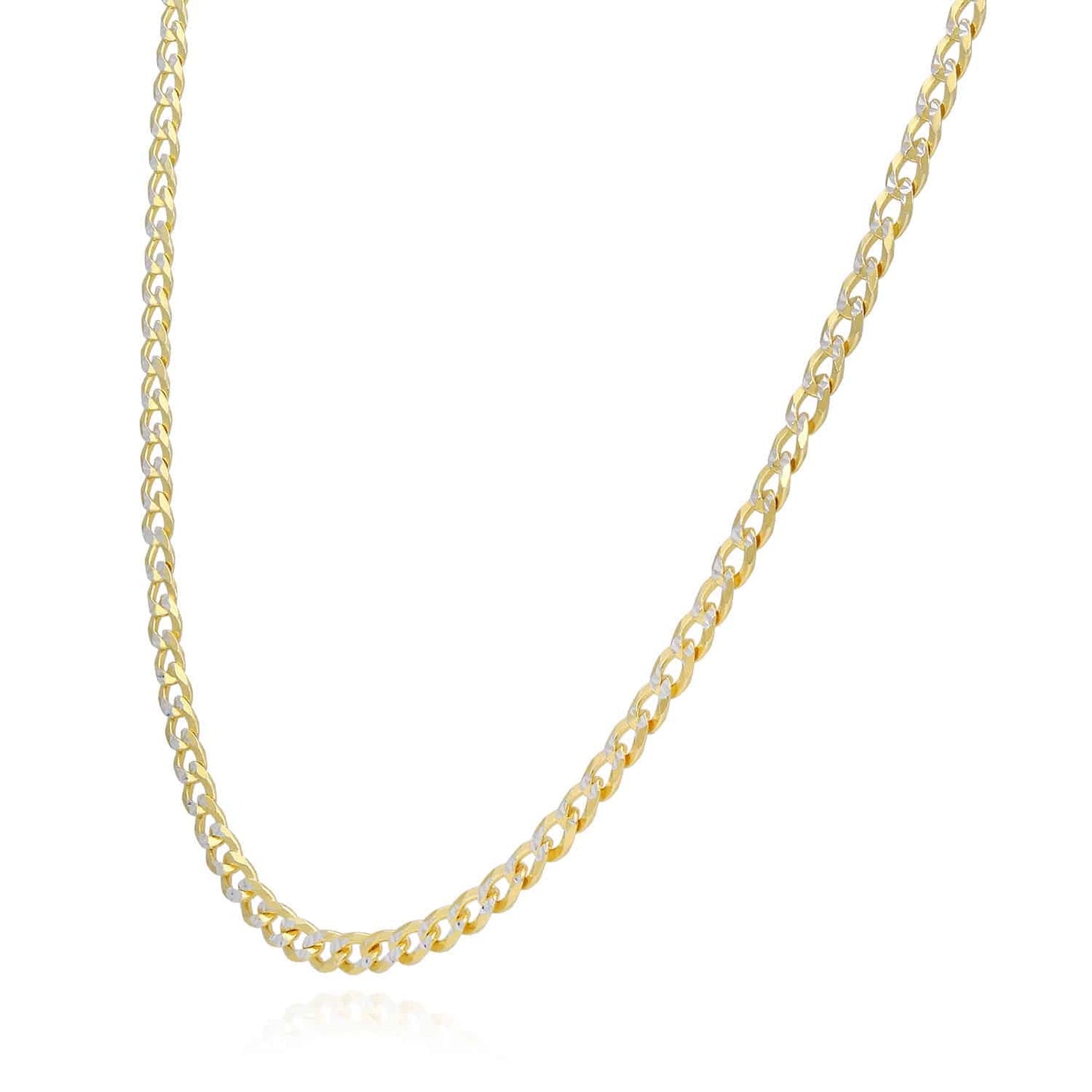 Kid's 14k Gold Over 925 Silver 2.7mm Diamond Cut Solid Cuban Curb Chain 16-20"
