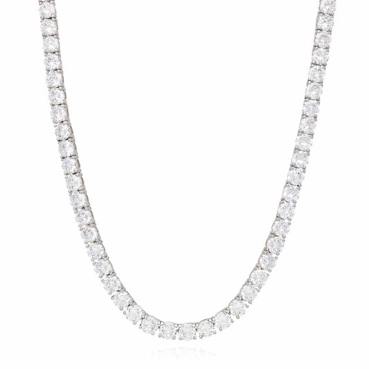 50CTW CZ 5mm Sterling Silver Tennis Necklace 16"-26"