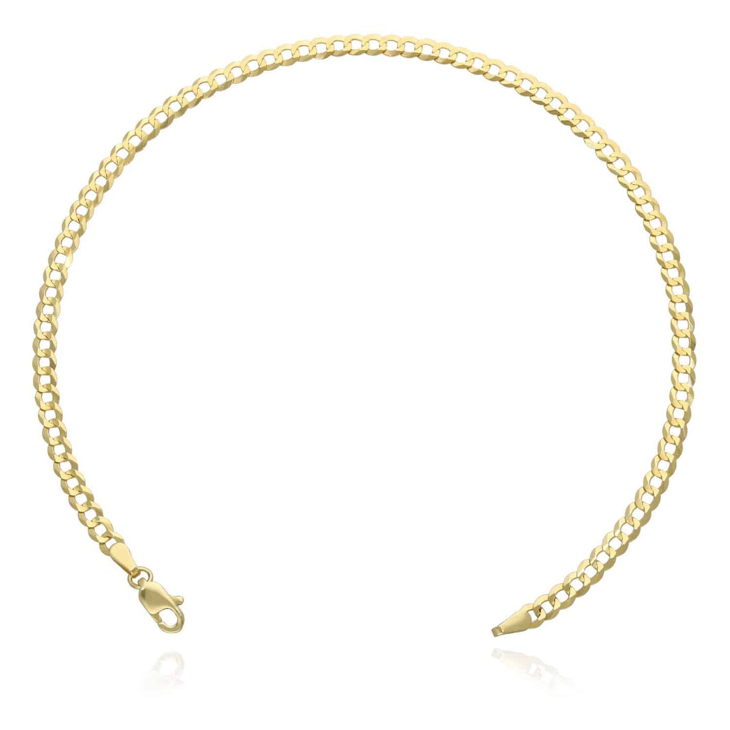 Solid 14K Yellow Gold 3.7mm Cuban Anklet Bracelet 10"