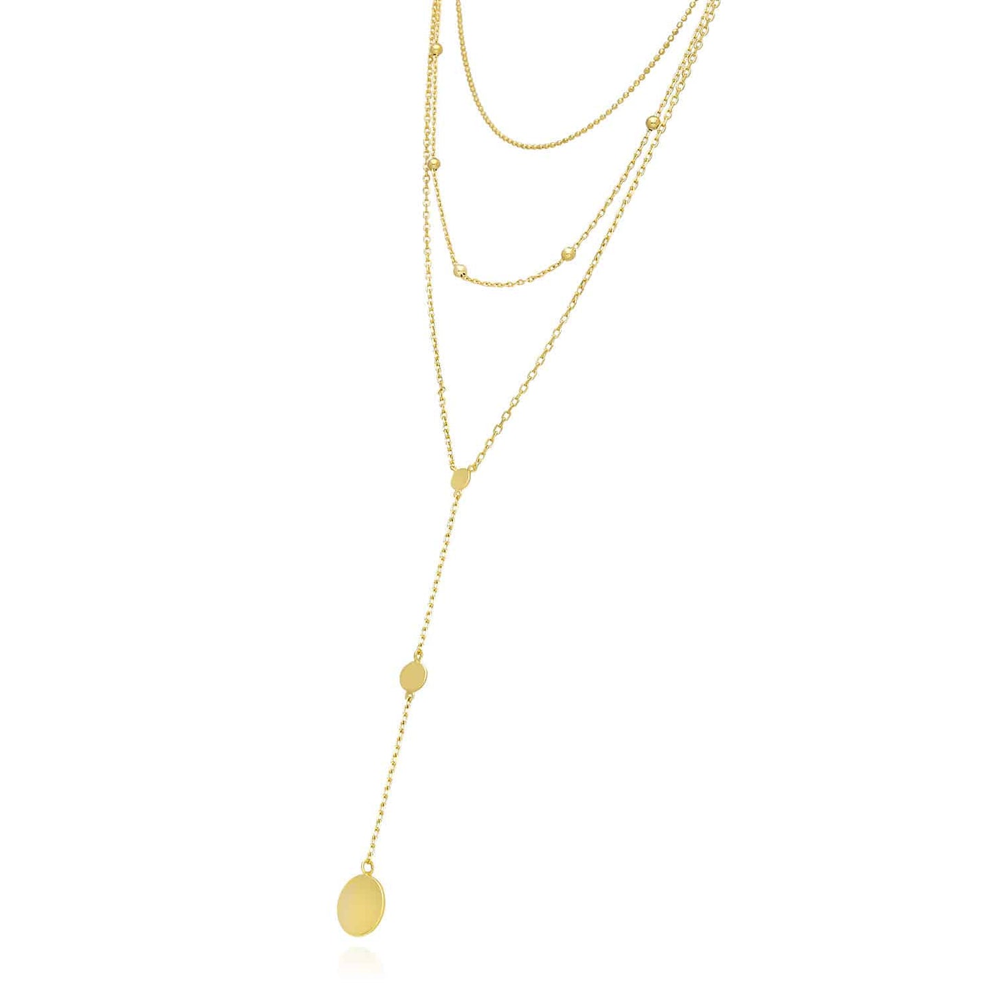 18k Gold Over Sterling Silver Disc Charm Layered Necklace 15", 17"