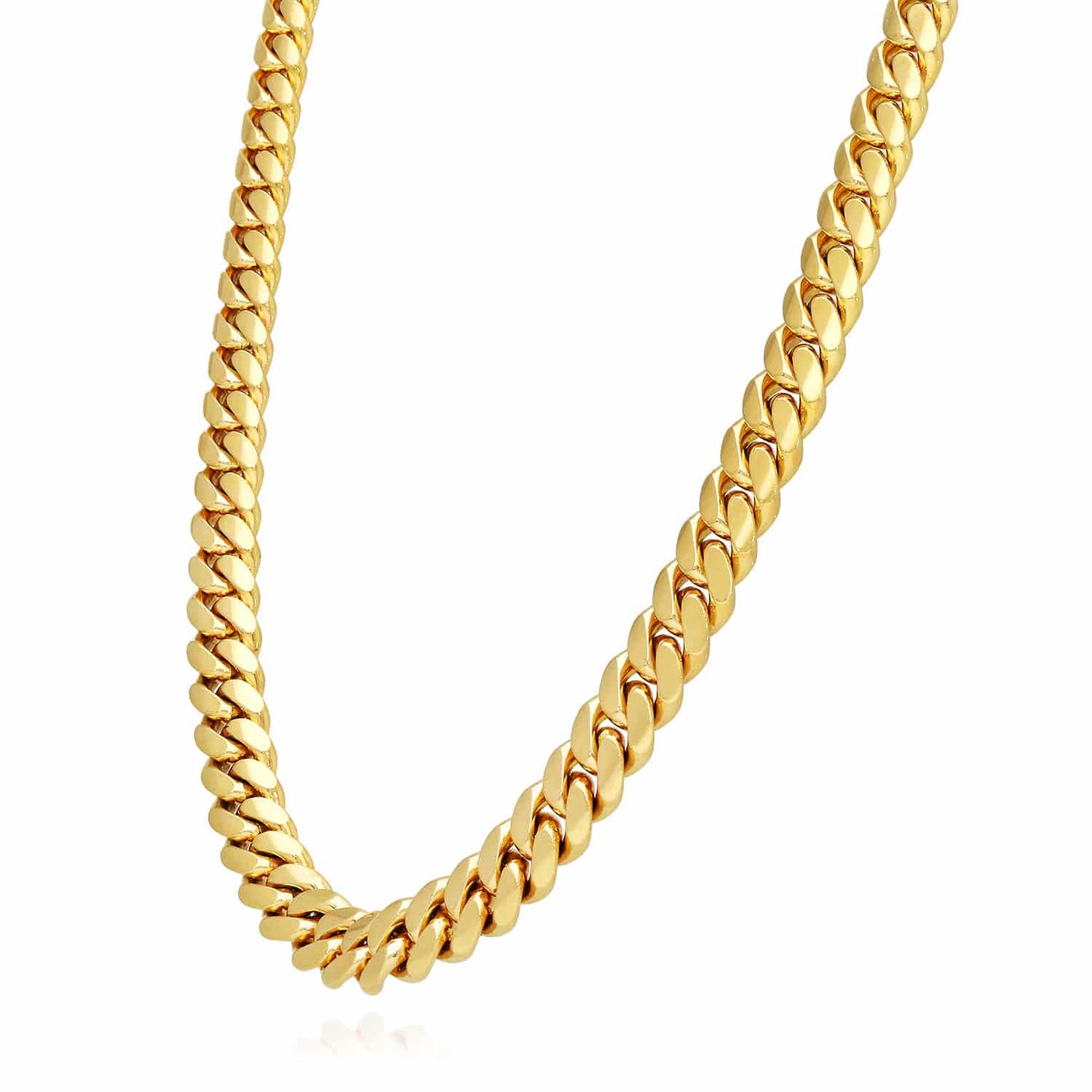 Solid 10K Yellow Gold 8mm Wide Miami Cuban Chain 20"-30"