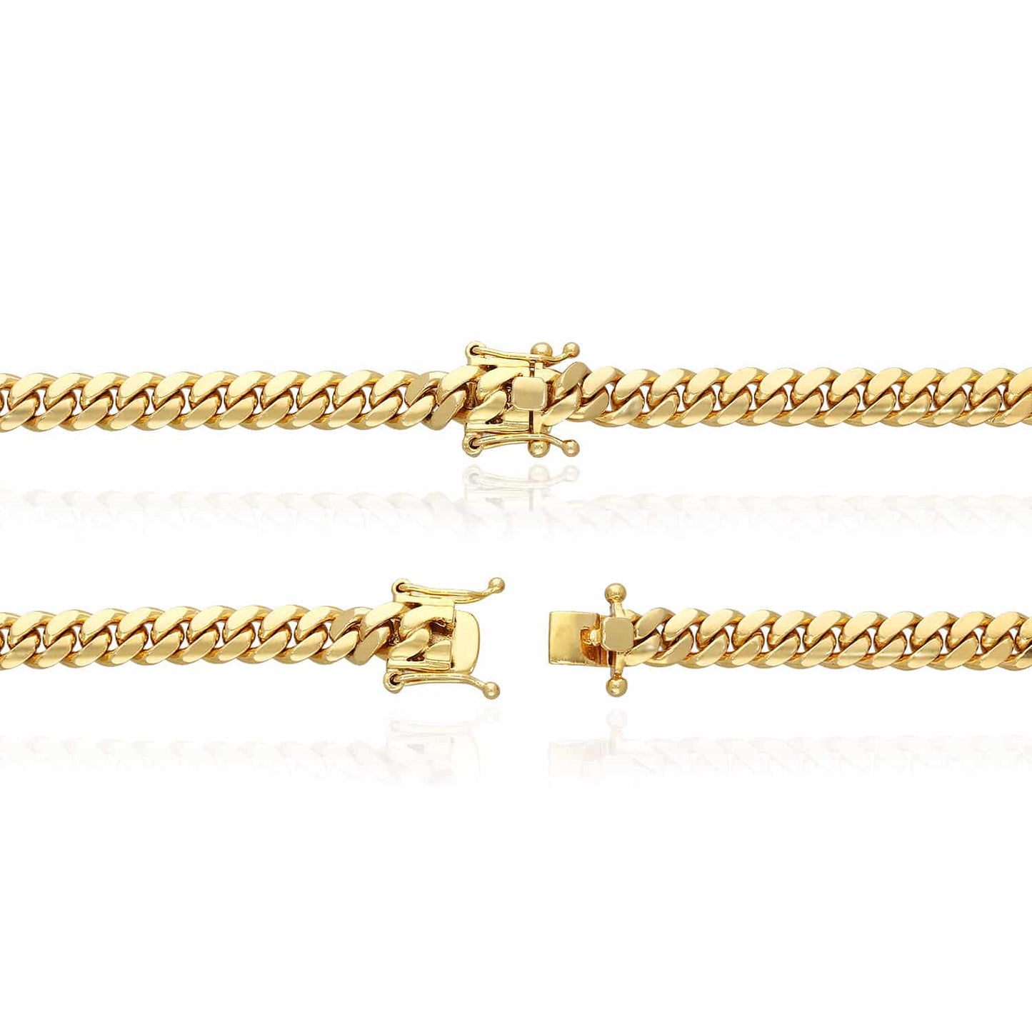 Solid 10K Yellow Gold 8mm Wide Miami Cuban Chain 20"-30"