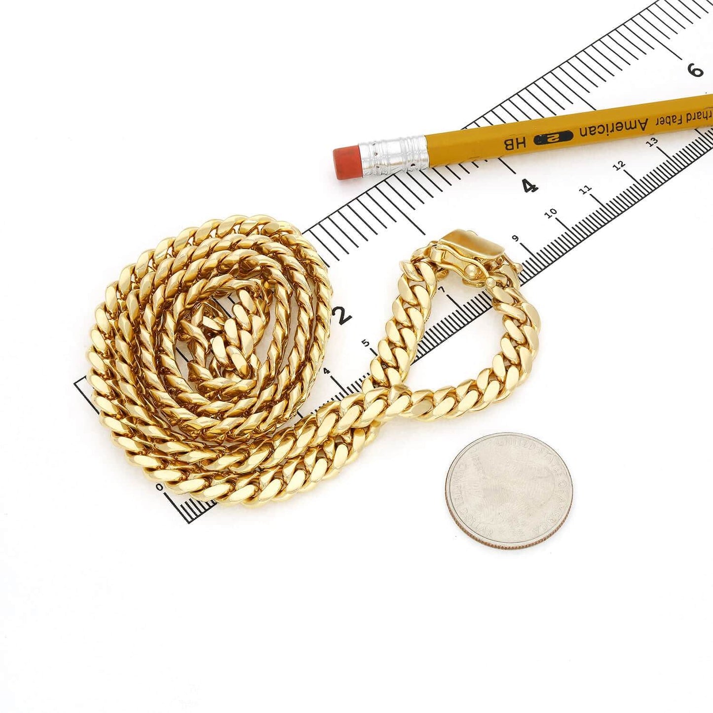 Solid 10K Yellow Gold 8mm Wide Miami Cuban Chain 20"-30"