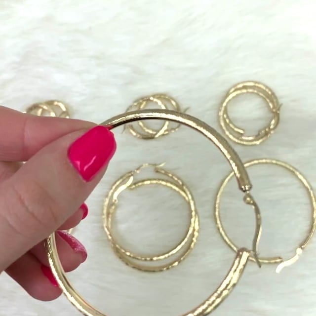 10K Yellow Gold 3mm Tube Twisted Textured Hoop Earrings 19mm-58mm