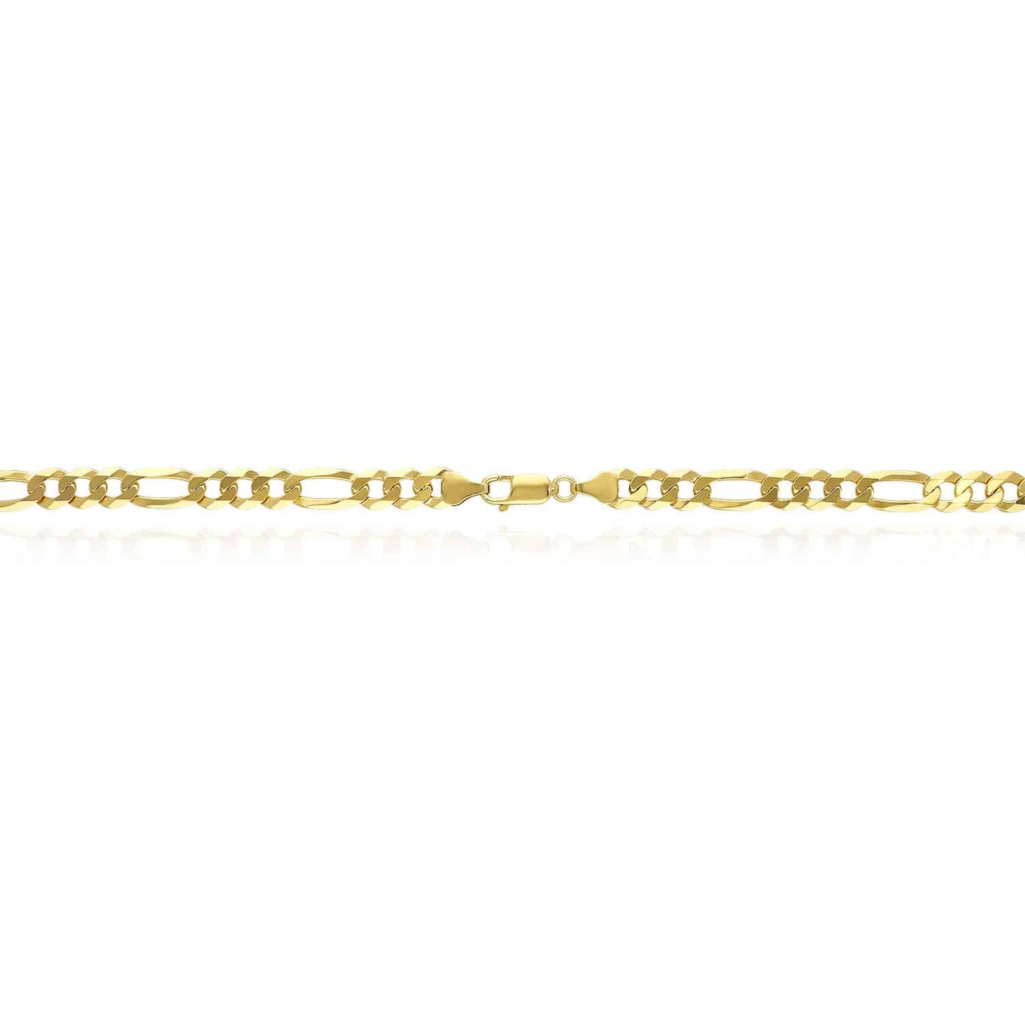 14K Yellow Gold Over Silver 7mm Figaro Chain (Solid Links) 18"-24"
