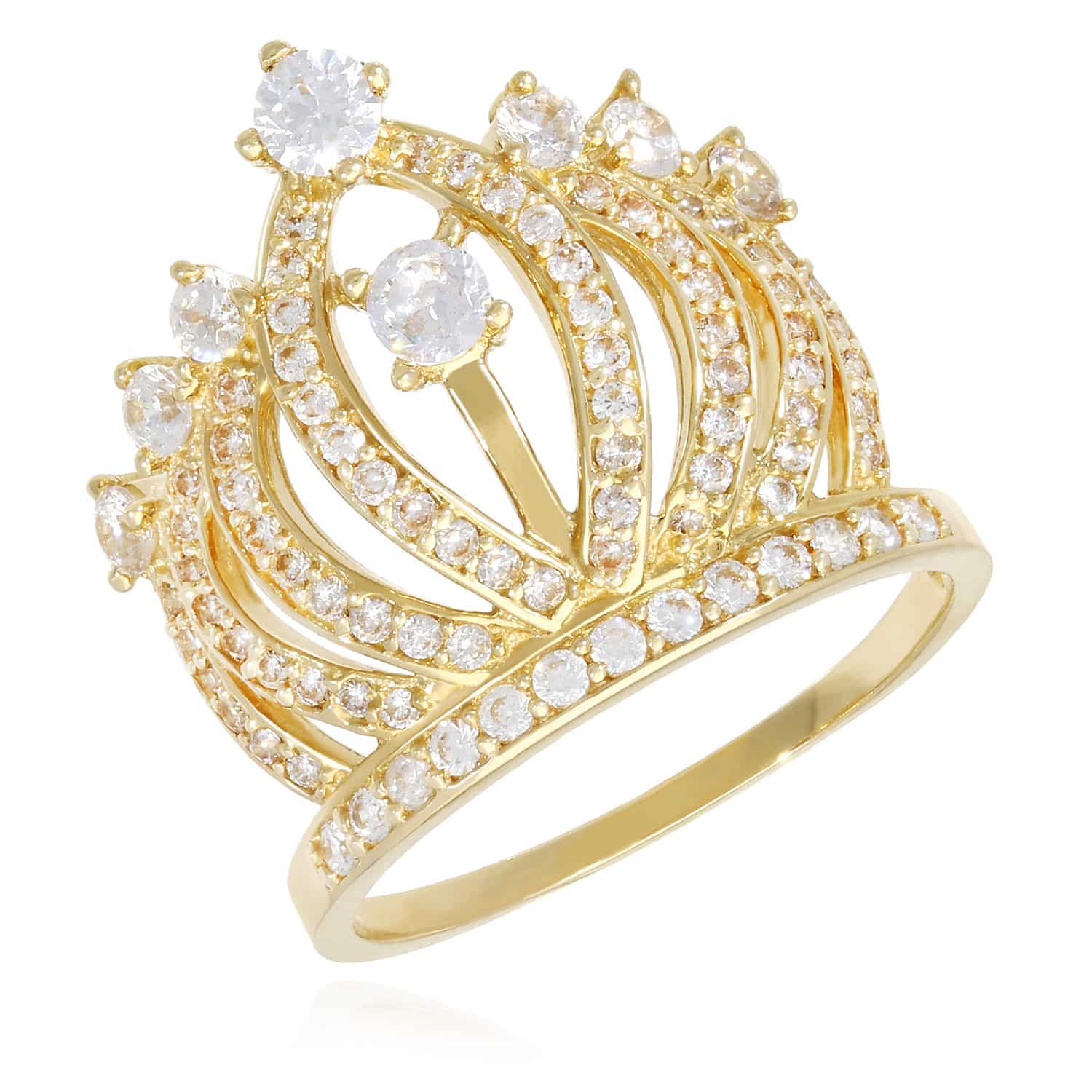 CZ 14K Yellow Gold Royal Crown Ring – WJD Exclusives