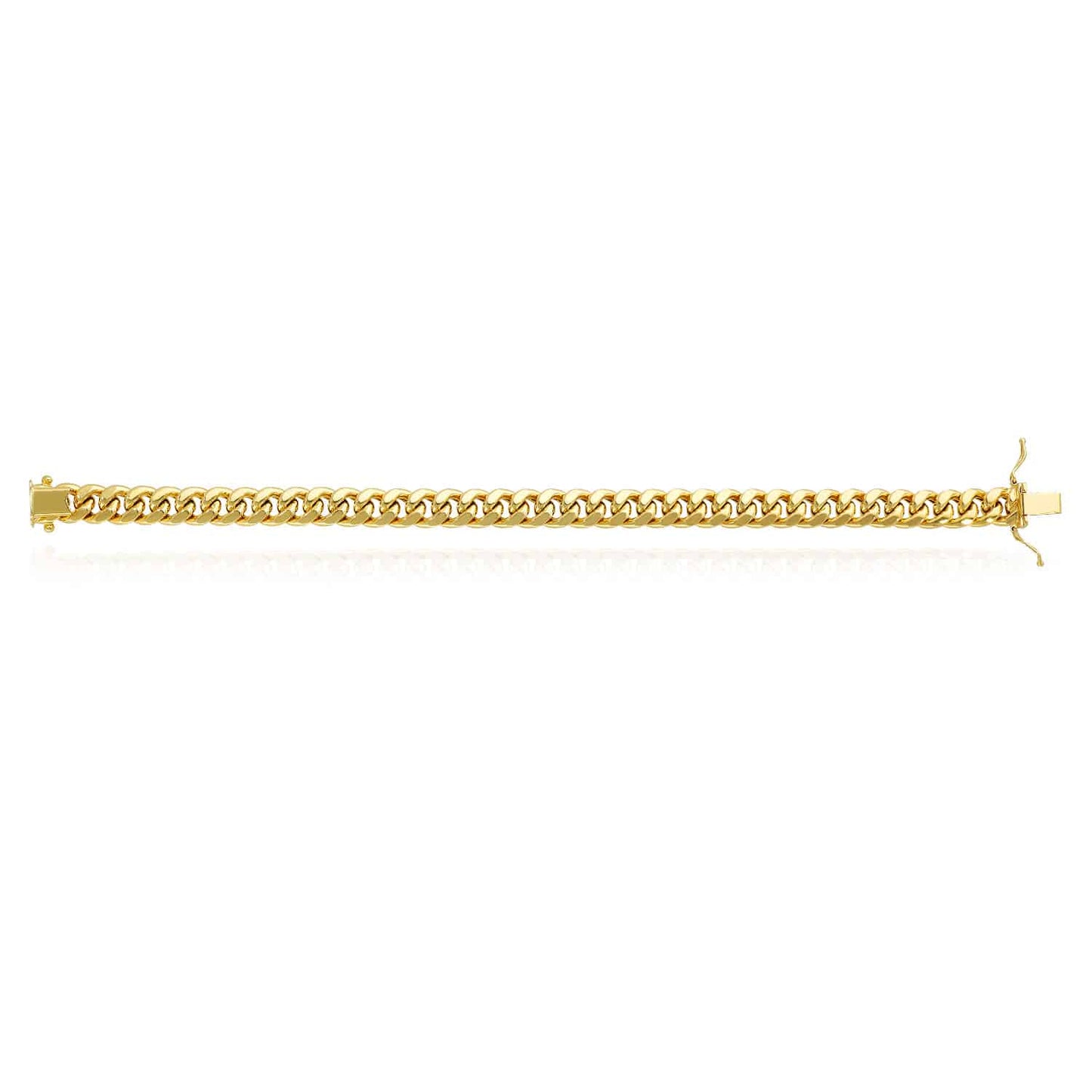 14K Real Gold 9mm Hollow Miami Cuban Box Clasp Bracelet 8.5"