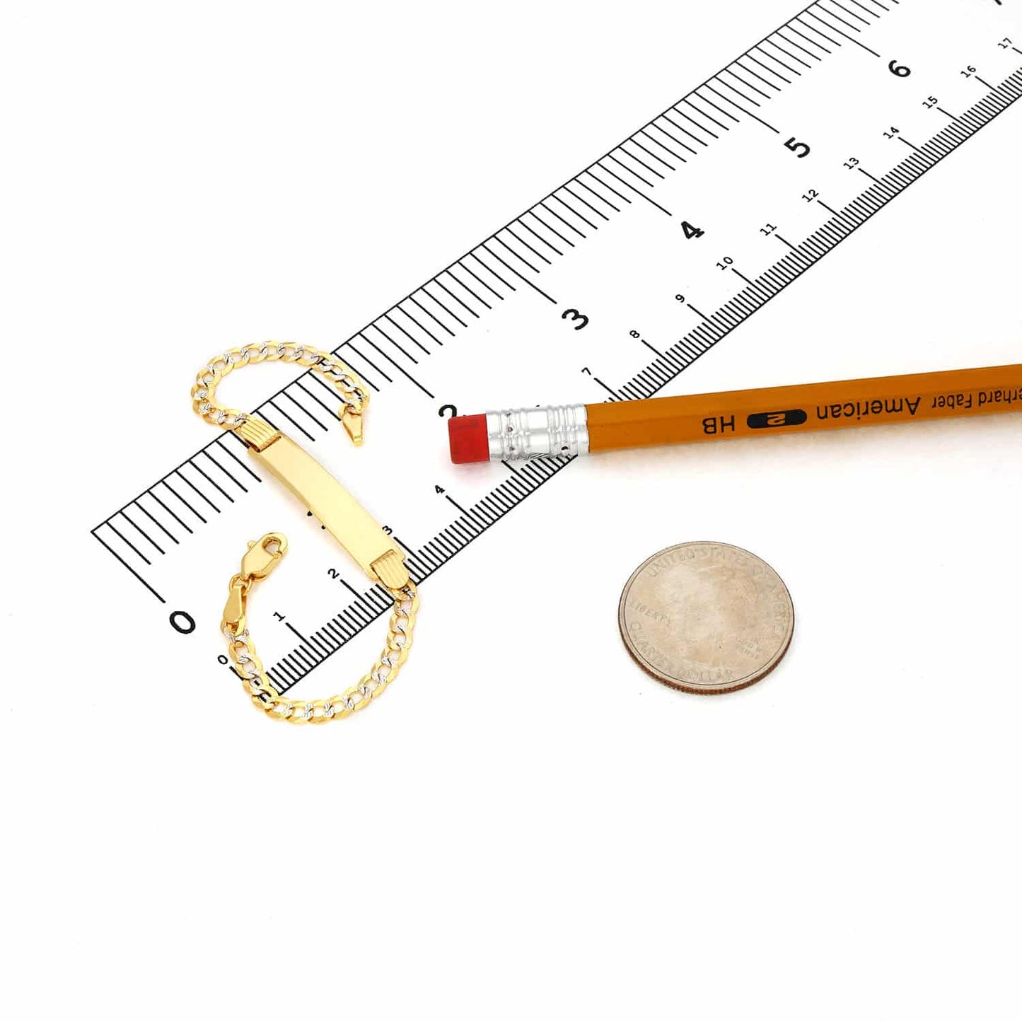 Engravable 14K Gold Yellow Diamond-Cut Personalized 3.5mm Cuban ID Bracelet 6"