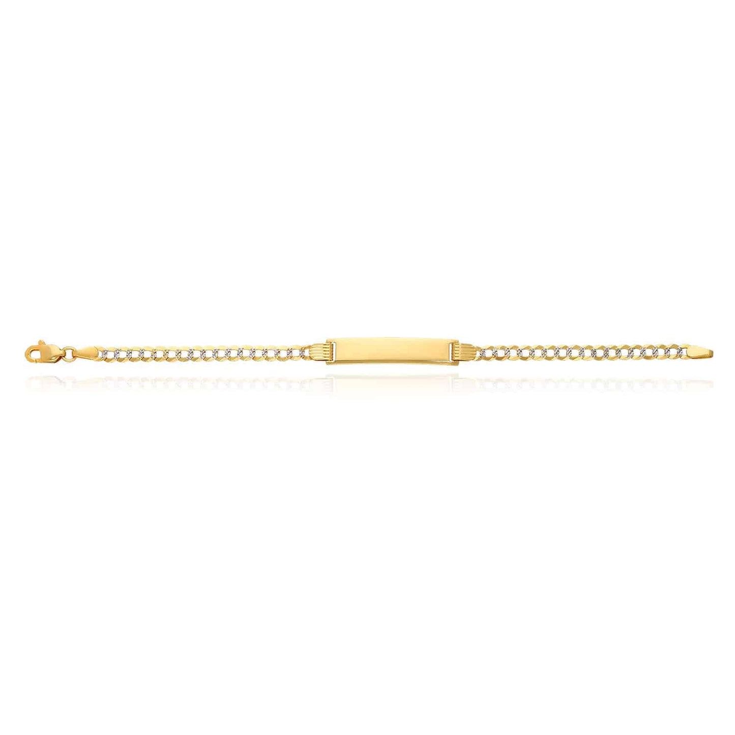 Engravable 14K Gold Yellow Diamond-Cut Personalized 3.5mm Cuban ID Bracelet 6"