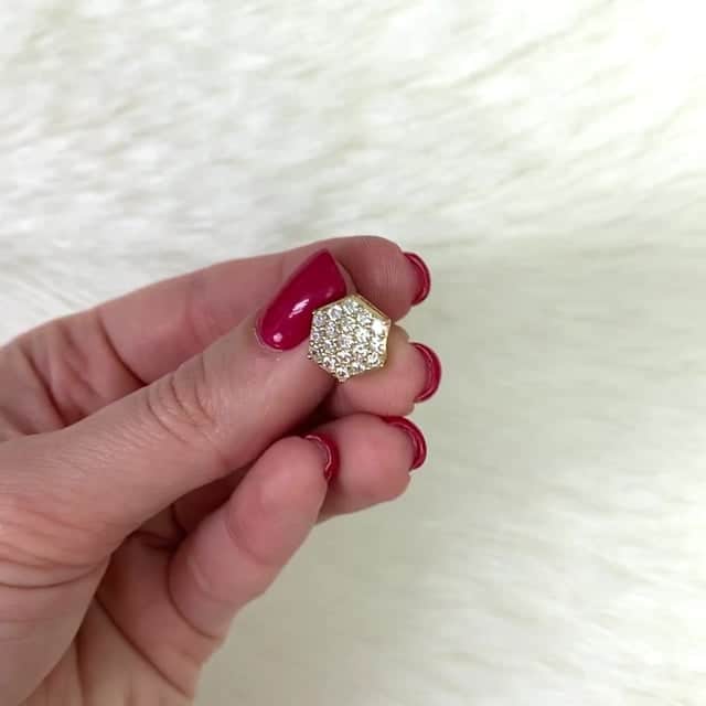 10K Yellow Gold Pave Set 1.25Ct CZ Hexagon Cluster Stud Earrings