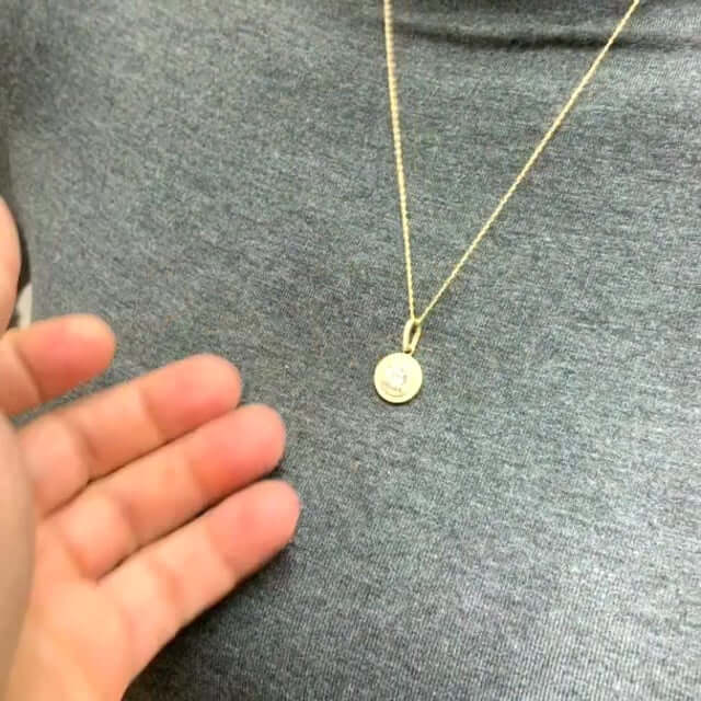 10K Yellow Gold Round CZ Double Halo Pendant With Rope Chain 18"