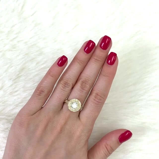 1.75CTW CZ 10K Gold Yellow Double Halo Engagement Ring