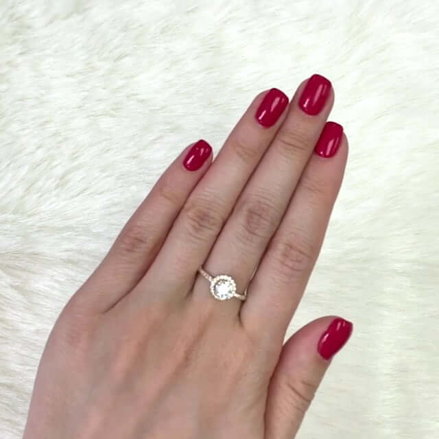 1Ct CZ 10K Yellow Gold Classic Halo Engagement Ring