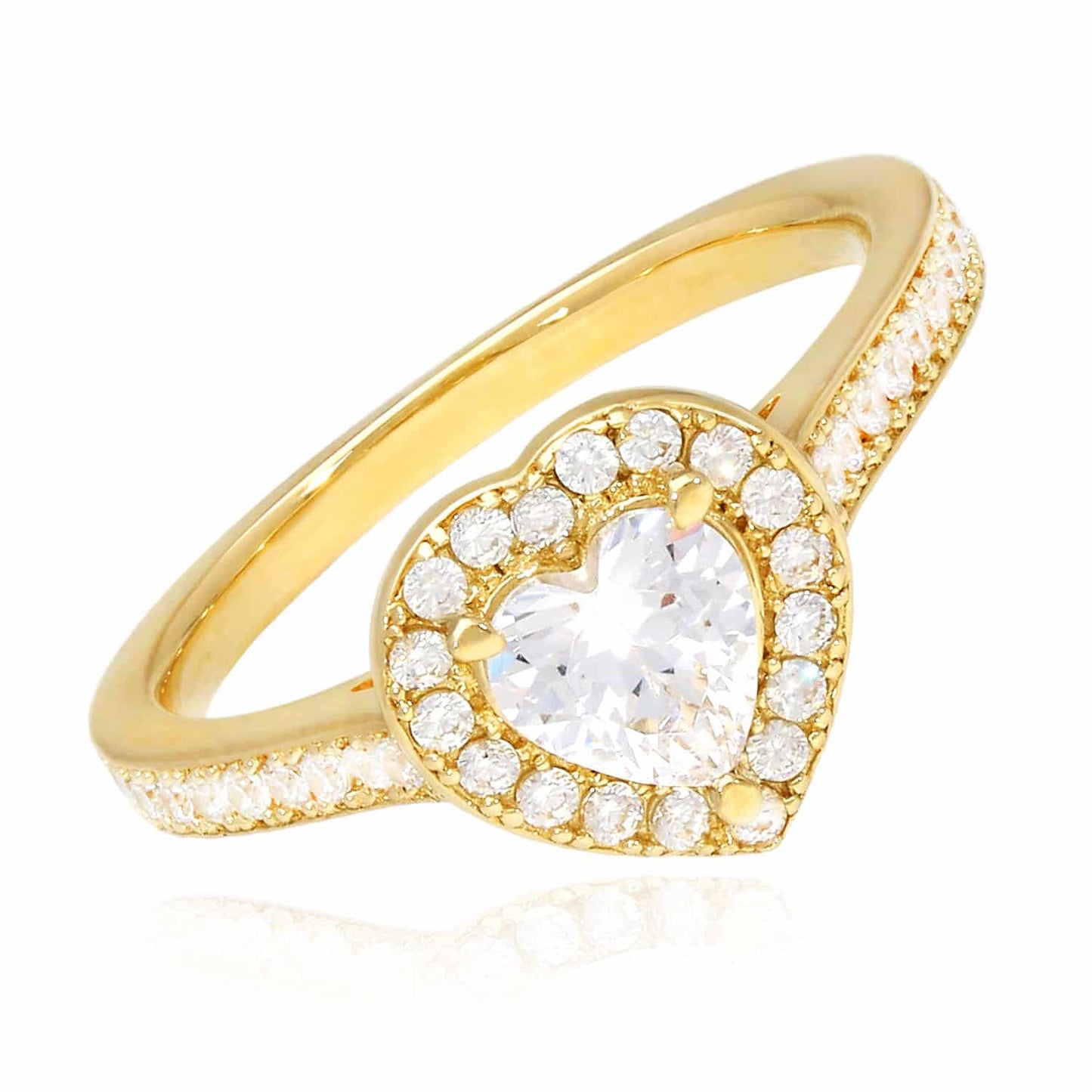 1.30CTW CZ Heart-Shaped 14K Yellow Gold Halo Engagement Ring
