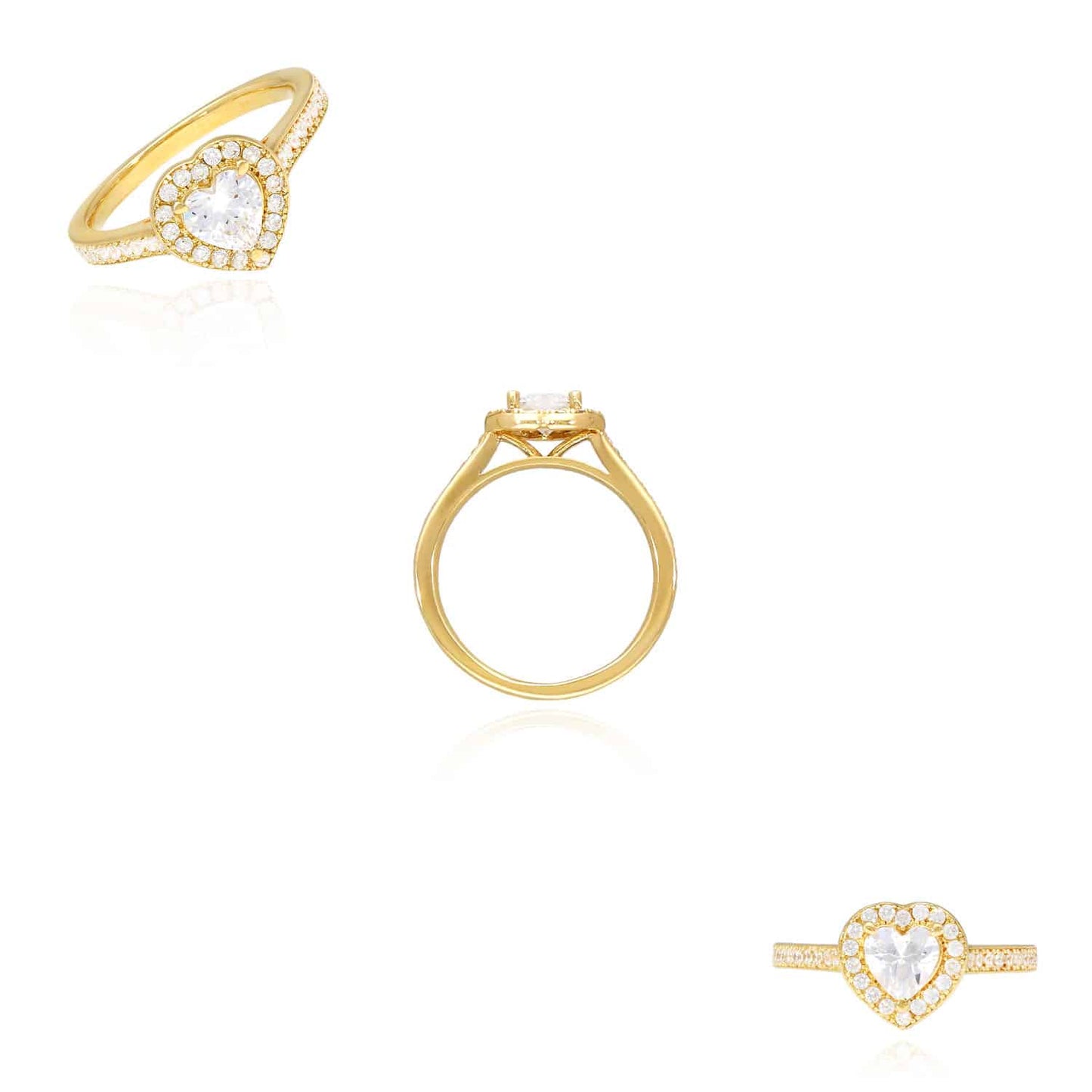 1.30CTW CZ Heart-Shaped 14K Yellow Gold Halo Engagement Ring