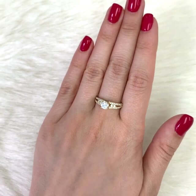 10K Yellow Gold 1Ct.T.W CZ Classic Engagement Ring Size 5-9