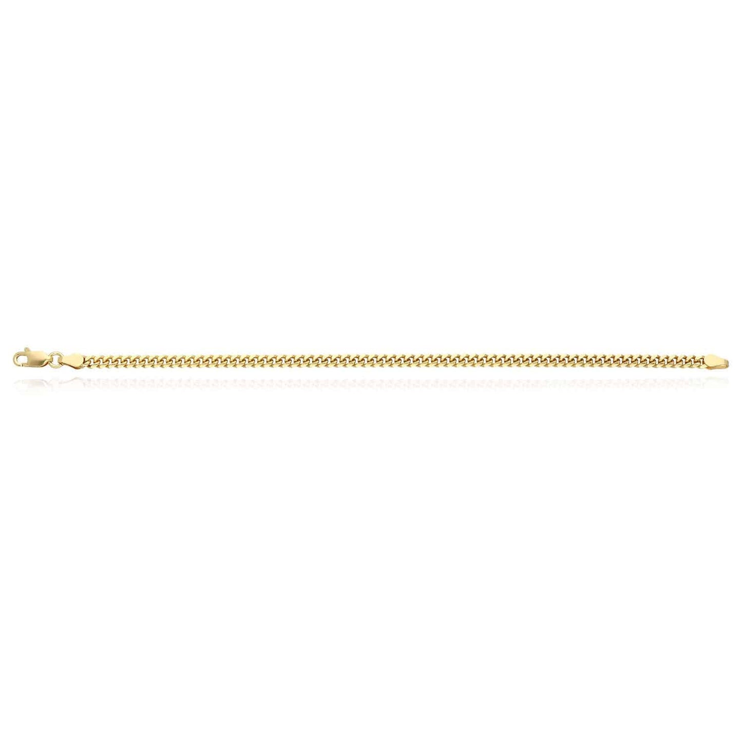 14k Yellow White Gold Over Silver Solid 3.5mm Miami Bracelet 7"