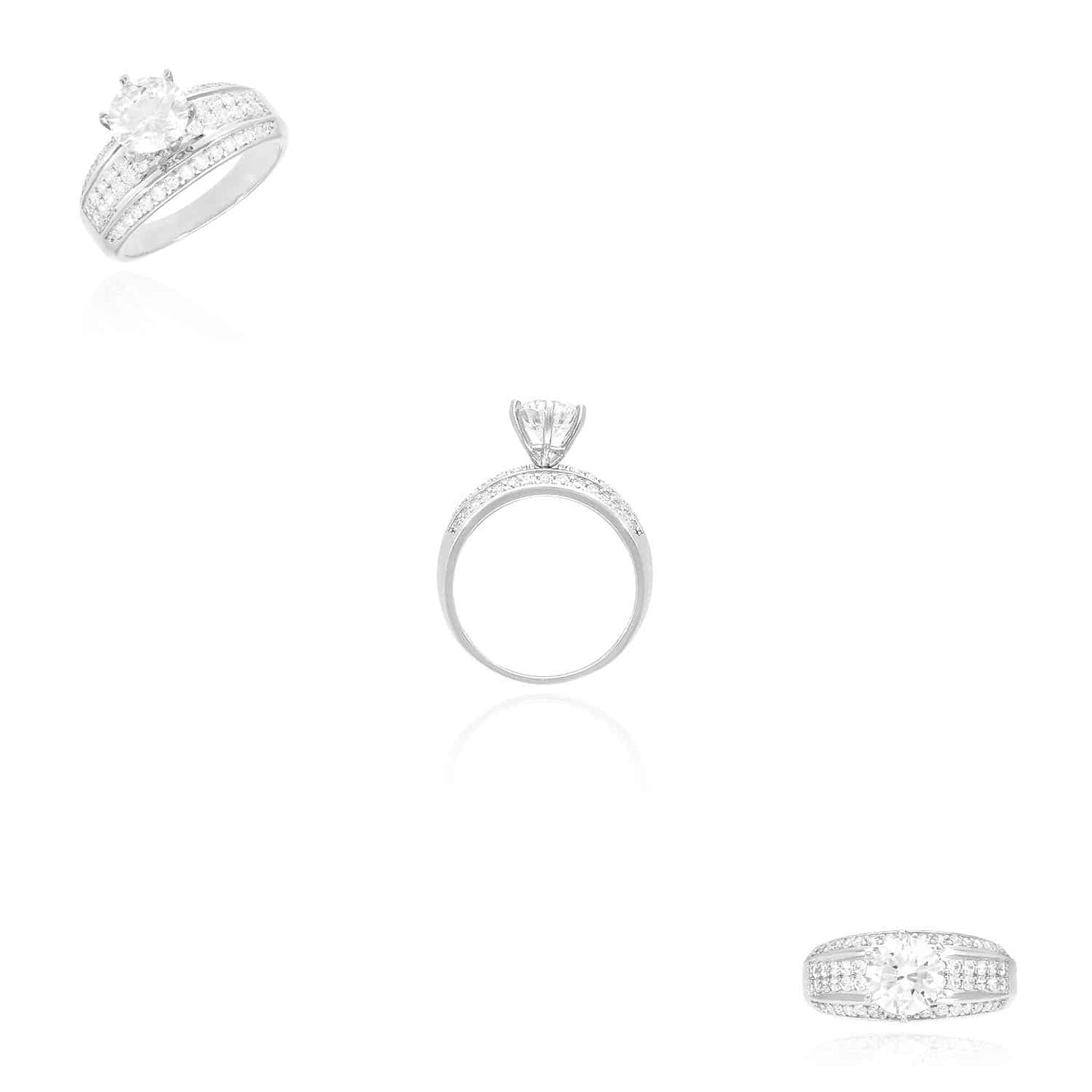 3.1CTW CZ 14K Gold White Wide Engagement Ring