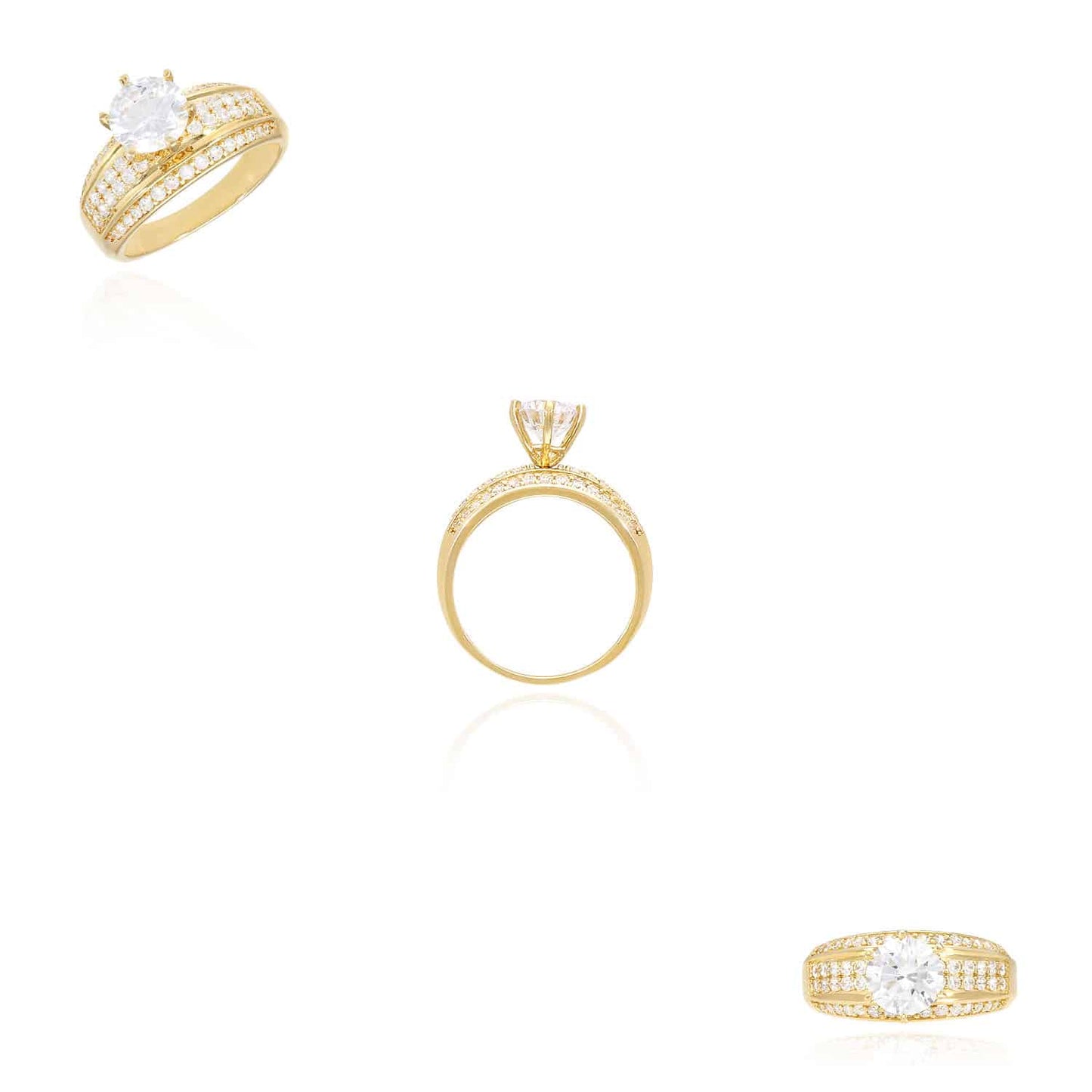 3.1CTW CZ 14K Gold Yellow Wide Engagement Ring