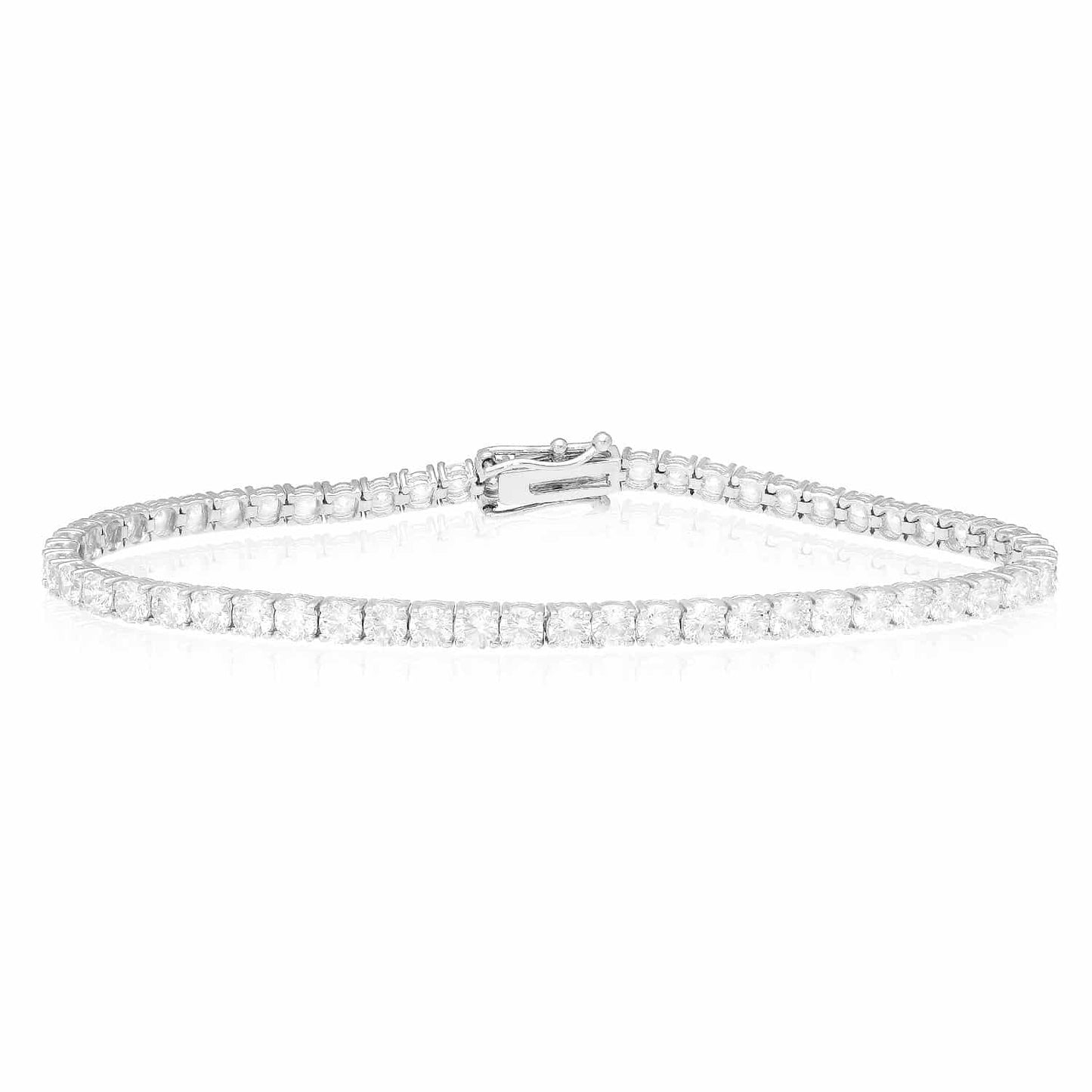 4.5CTW CZ 3mm Solid 14K Gold Yellow White Tennis Bracelet 7"