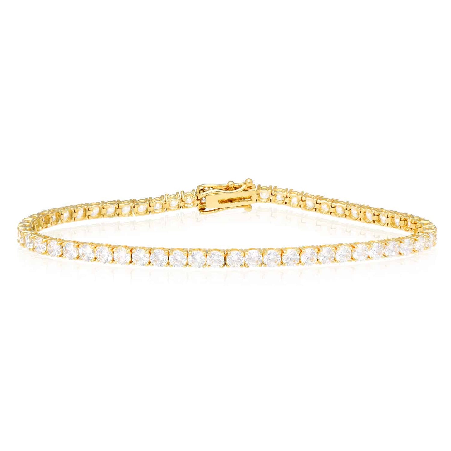 4.5CTW CZ 3mm Solid 14K Gold Yellow White Tennis Bracelet 7"