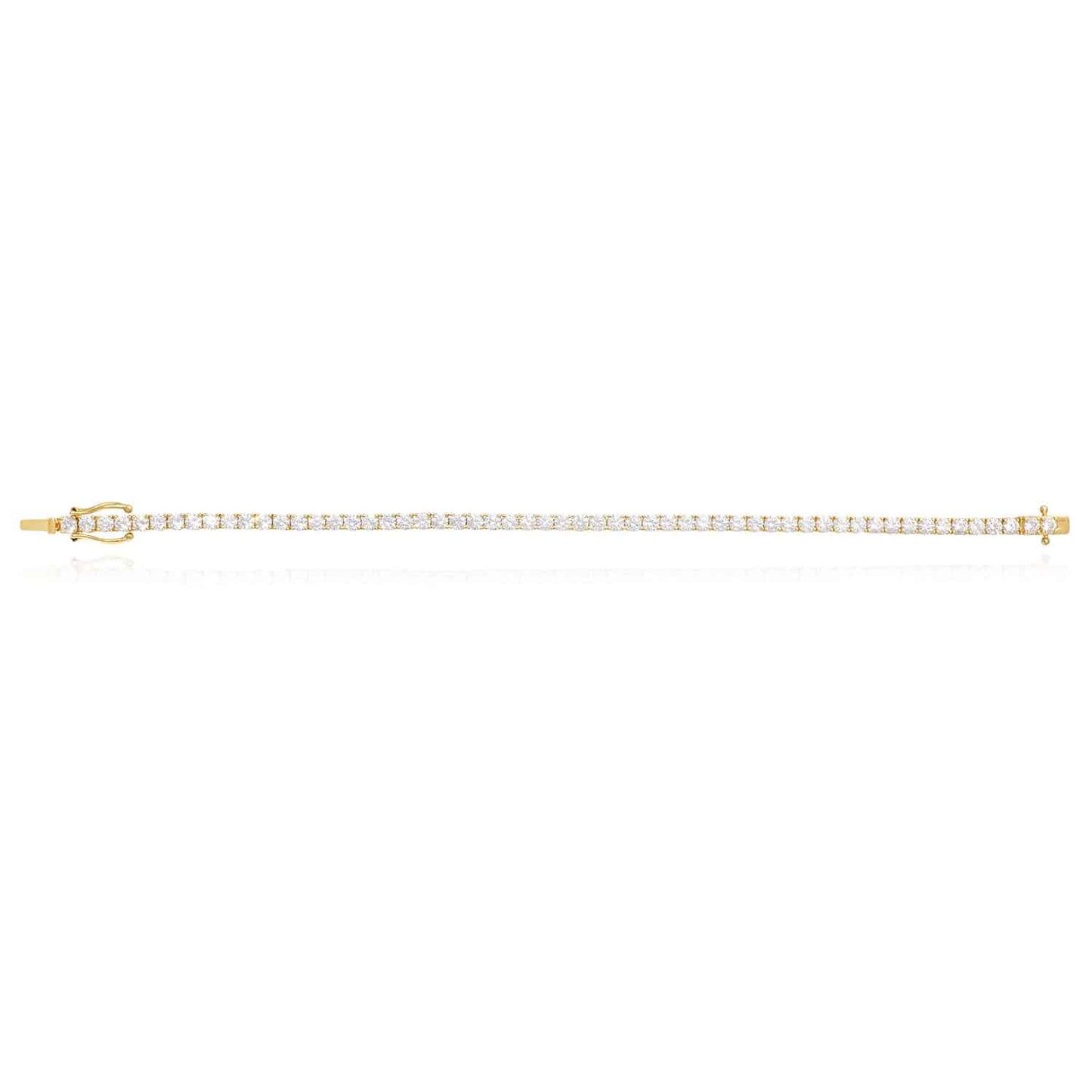 4.5CTW CZ 3mm Solid 14K Gold Yellow White Tennis Bracelet 7"