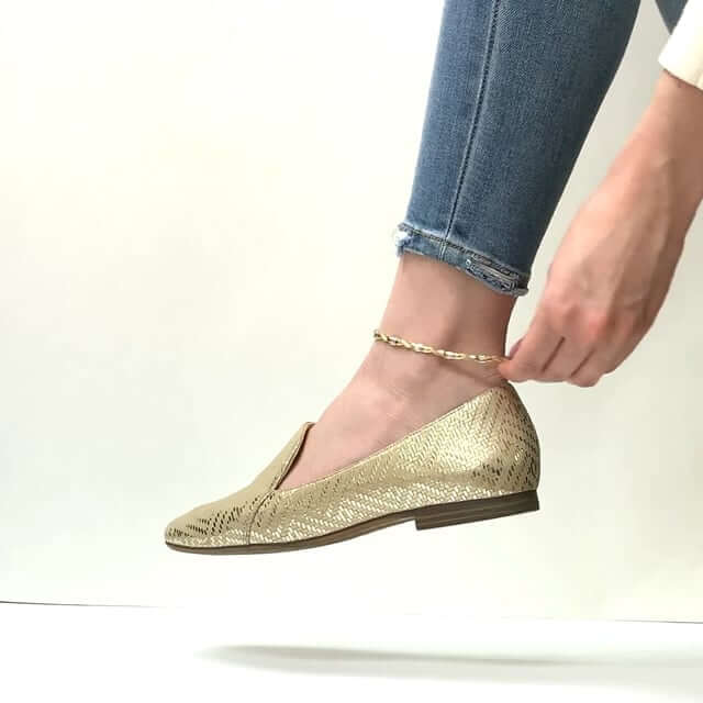 10K Yellow White Gold Two-Tone Diamond Cut Stampato Wave Anklets 10"