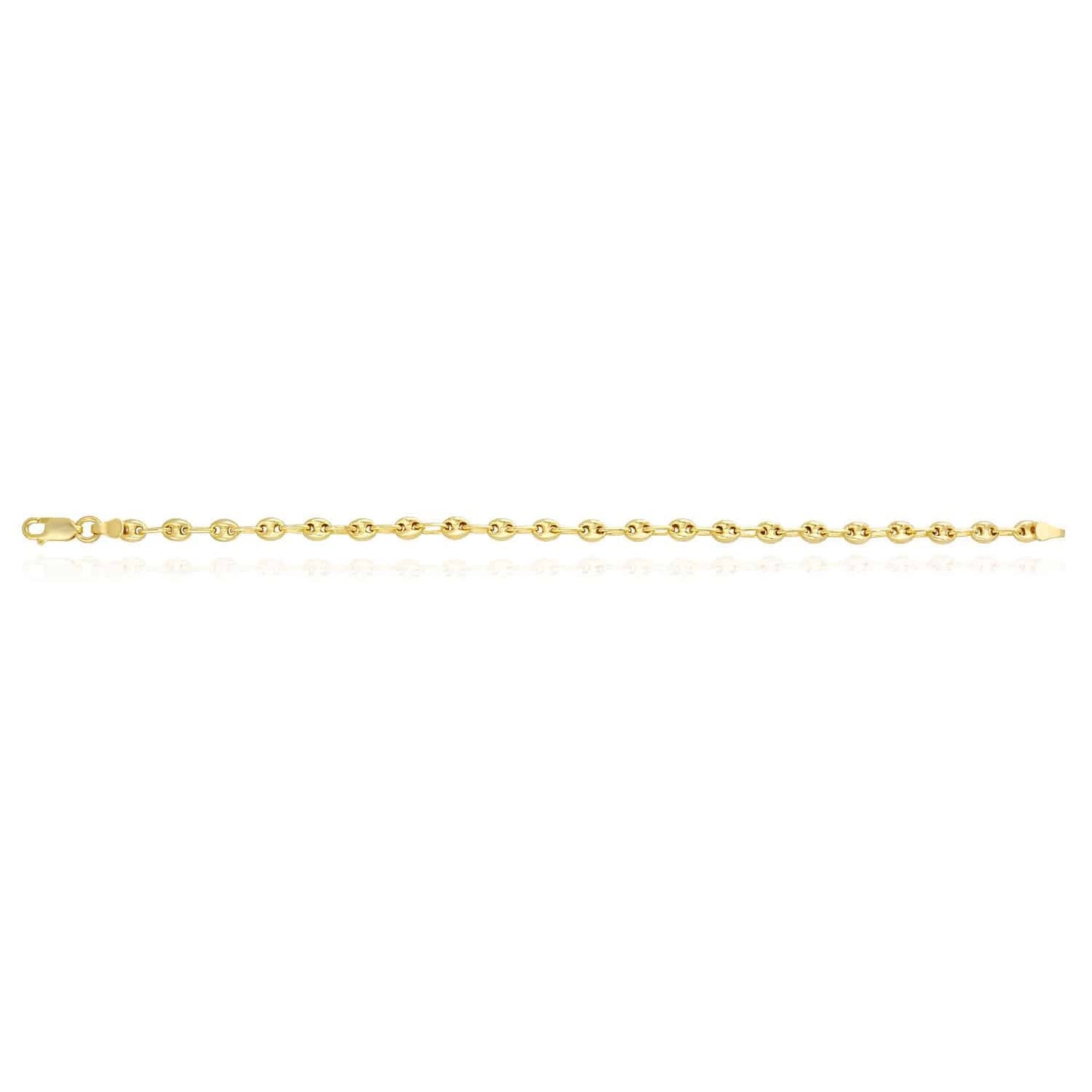 18K Yellow Gold Over Sterling Silver 4.5mm Puffed Mariner Bracelet 7" 8"