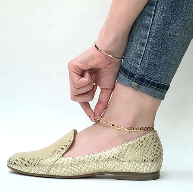 10K Gold Yellow 2mm-6mm Anchor Mariner Anklet 10"