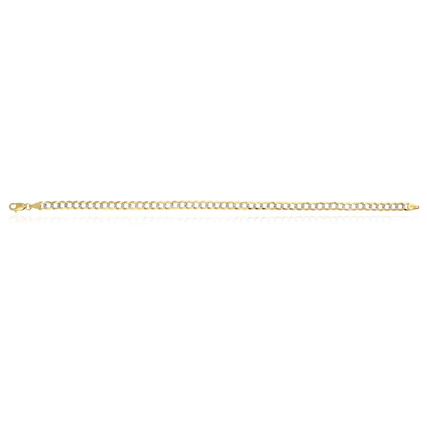 Solid 14K Yellow Gold 4.7mm Diamond-Cut Cuban Bracelet 8.5"