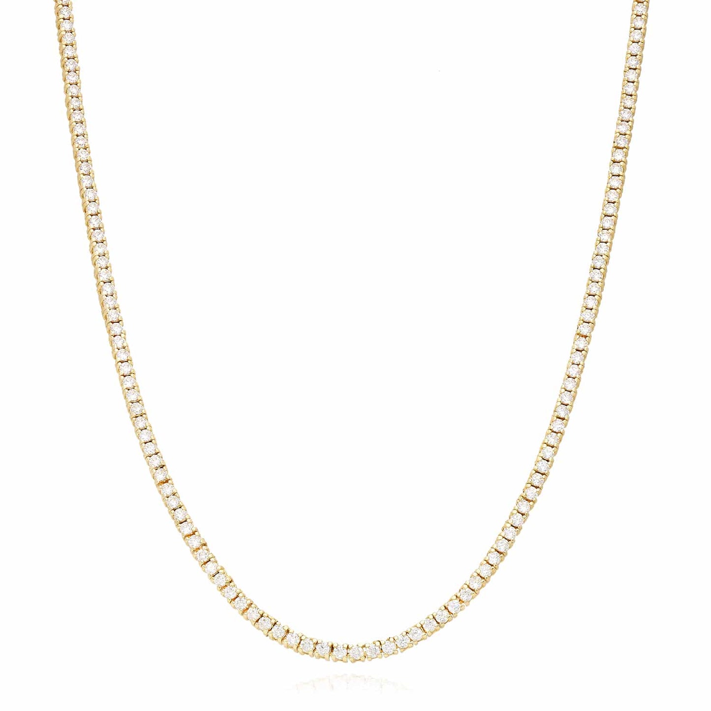 9CTW CZ 2.8mm 14k Yellow Gold Over Silver Tennis Necklace 15"-20"