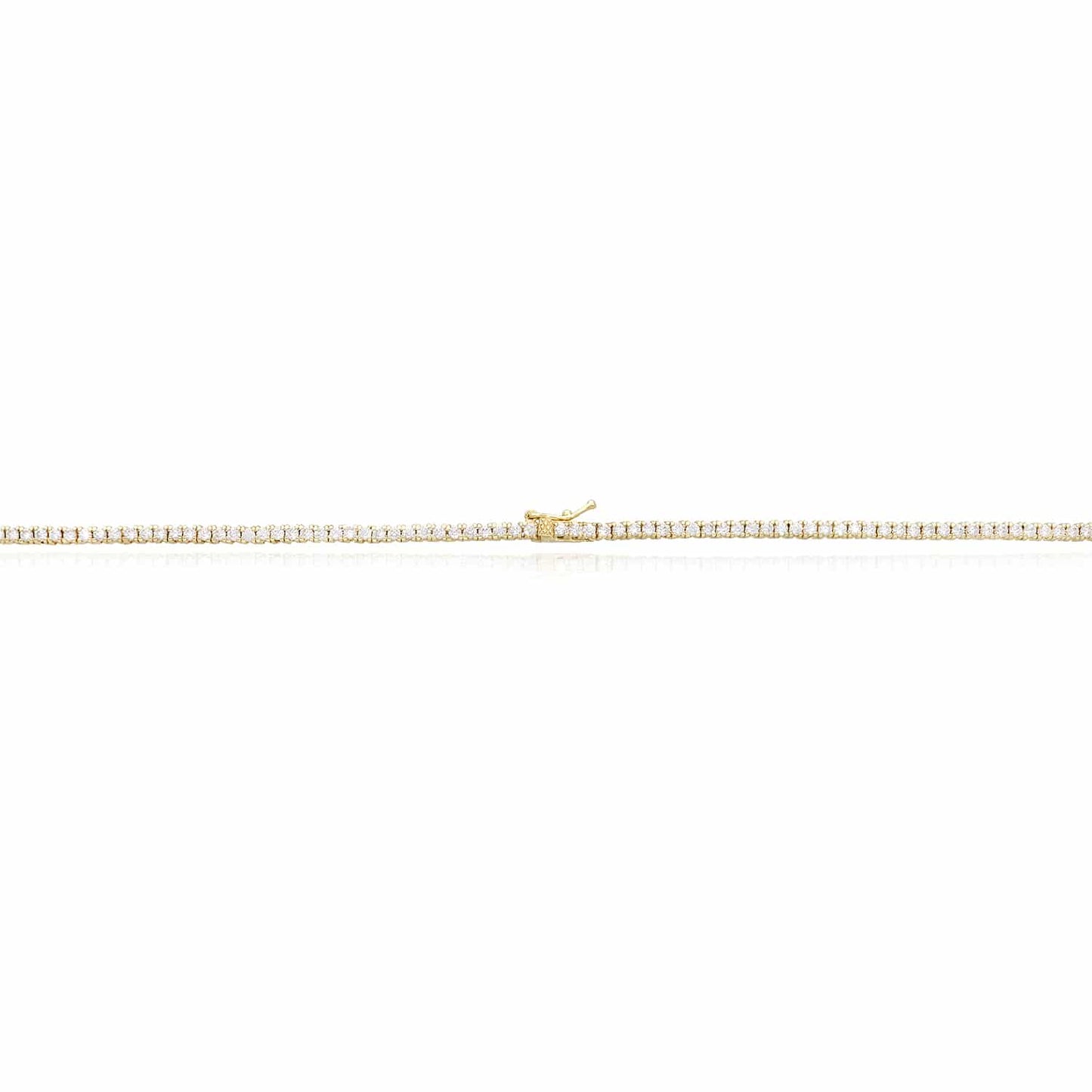 9CTW CZ 2.8mm 14k Yellow Gold Over Silver Tennis Necklace 15"-20"
