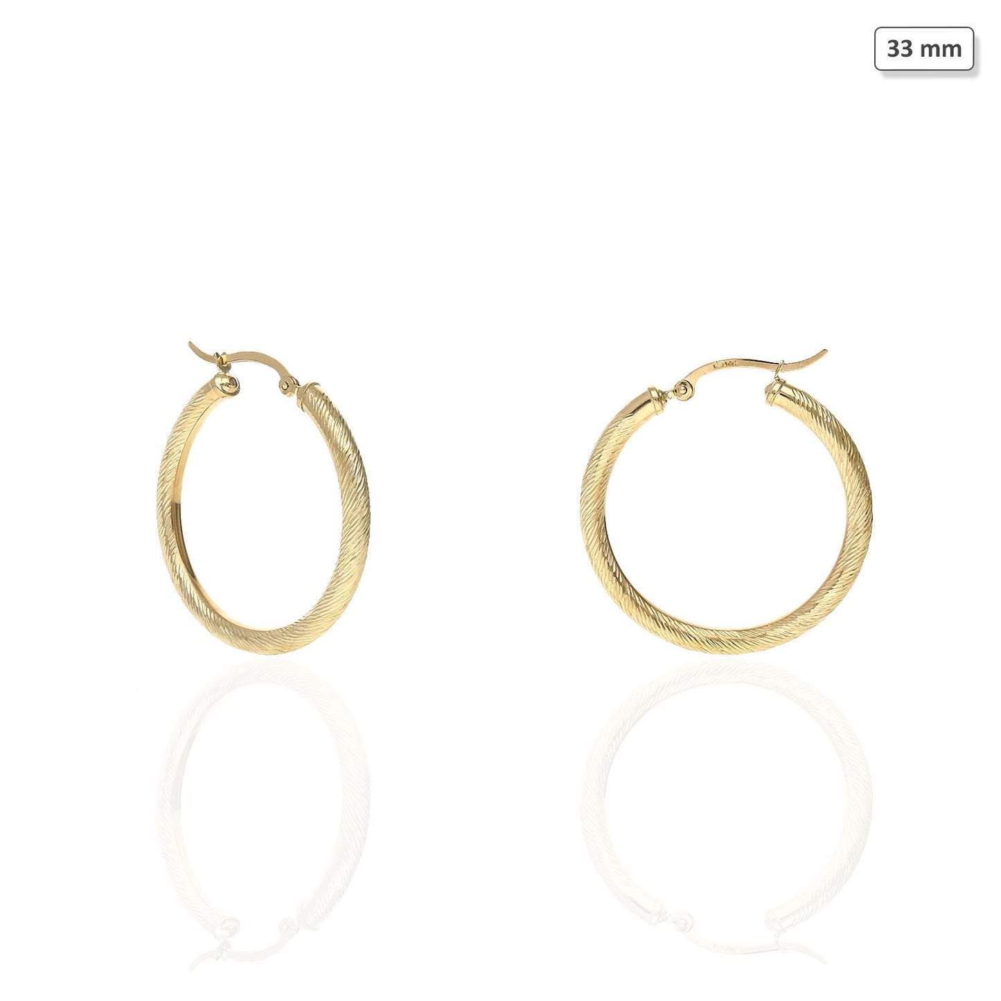 10K Yellow Gold 3mm Tube Twisted Textured Hoop Earrings 19mm-58mm