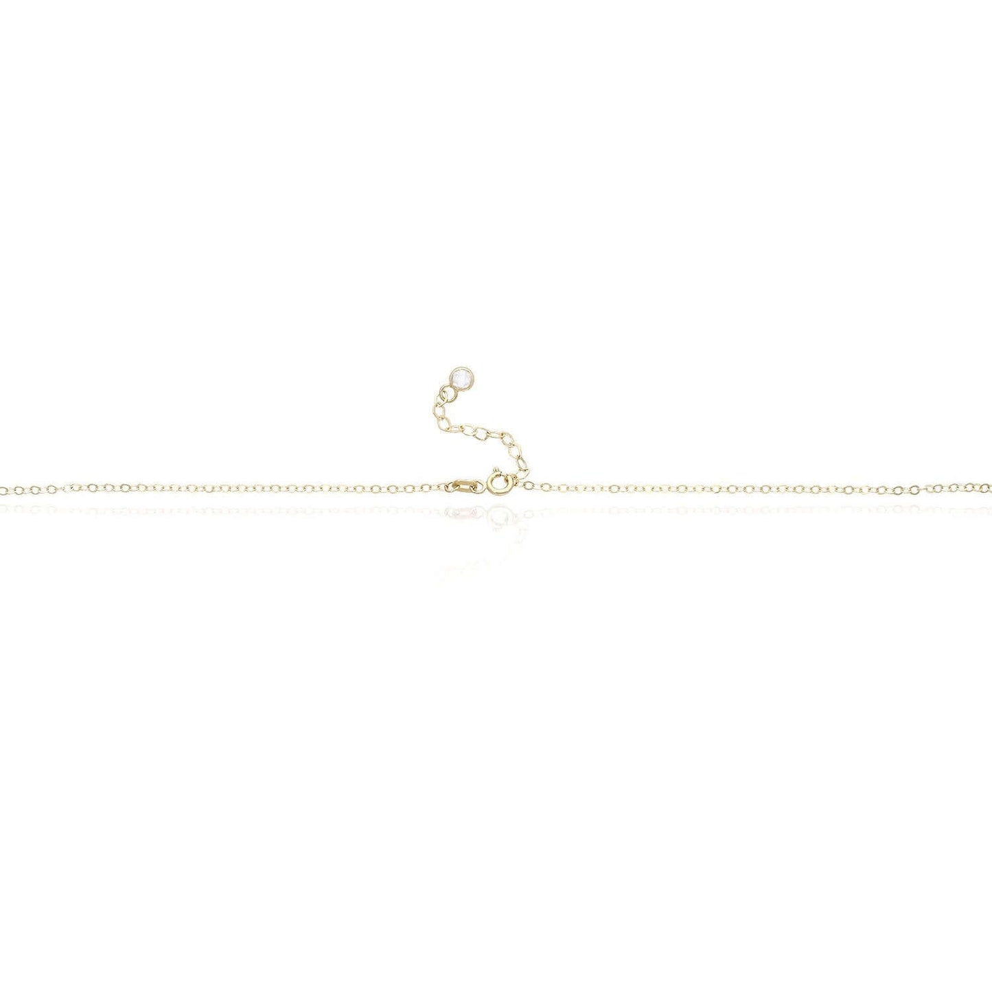 14K Yellow Gold Initial Charm Pendant Cable CZ Station Chain Necklace 17-18"