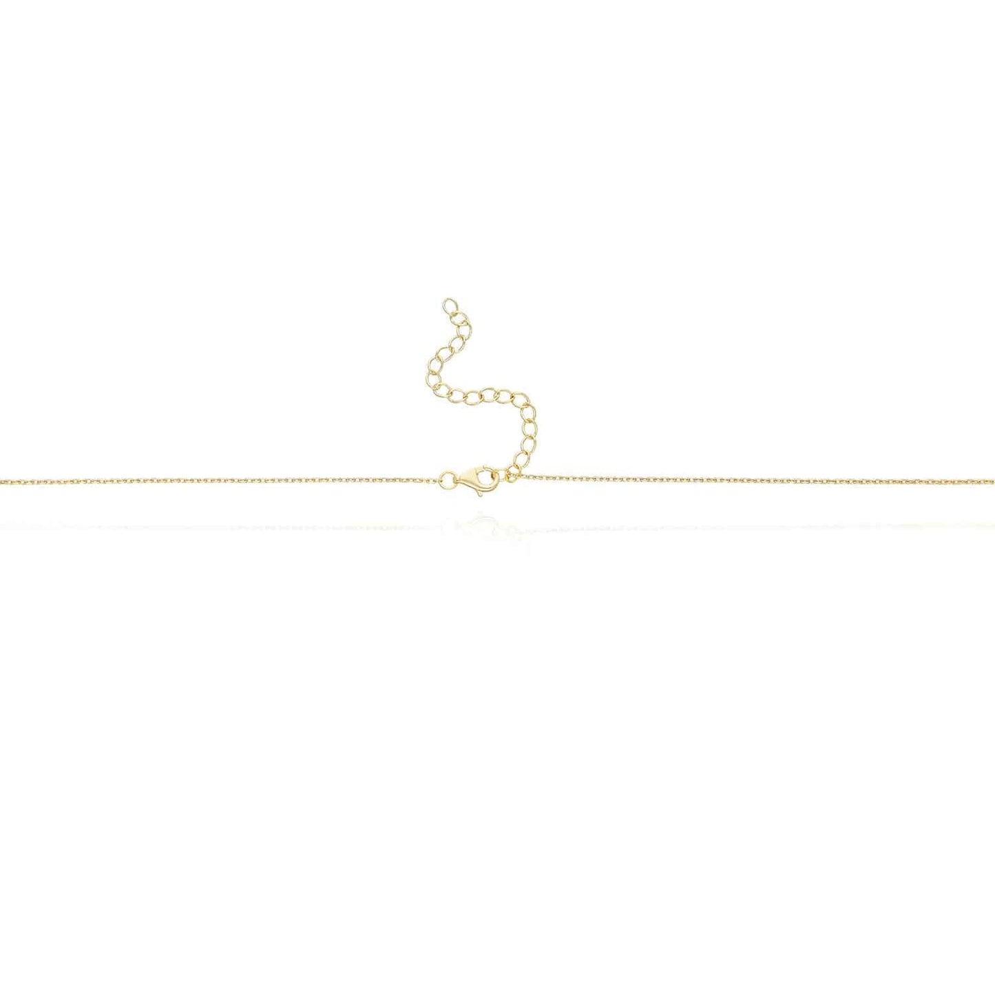 14K Yellow White Gold Over Silver CZ MAMA Plate Cable Necklace 16-18" Adjustable