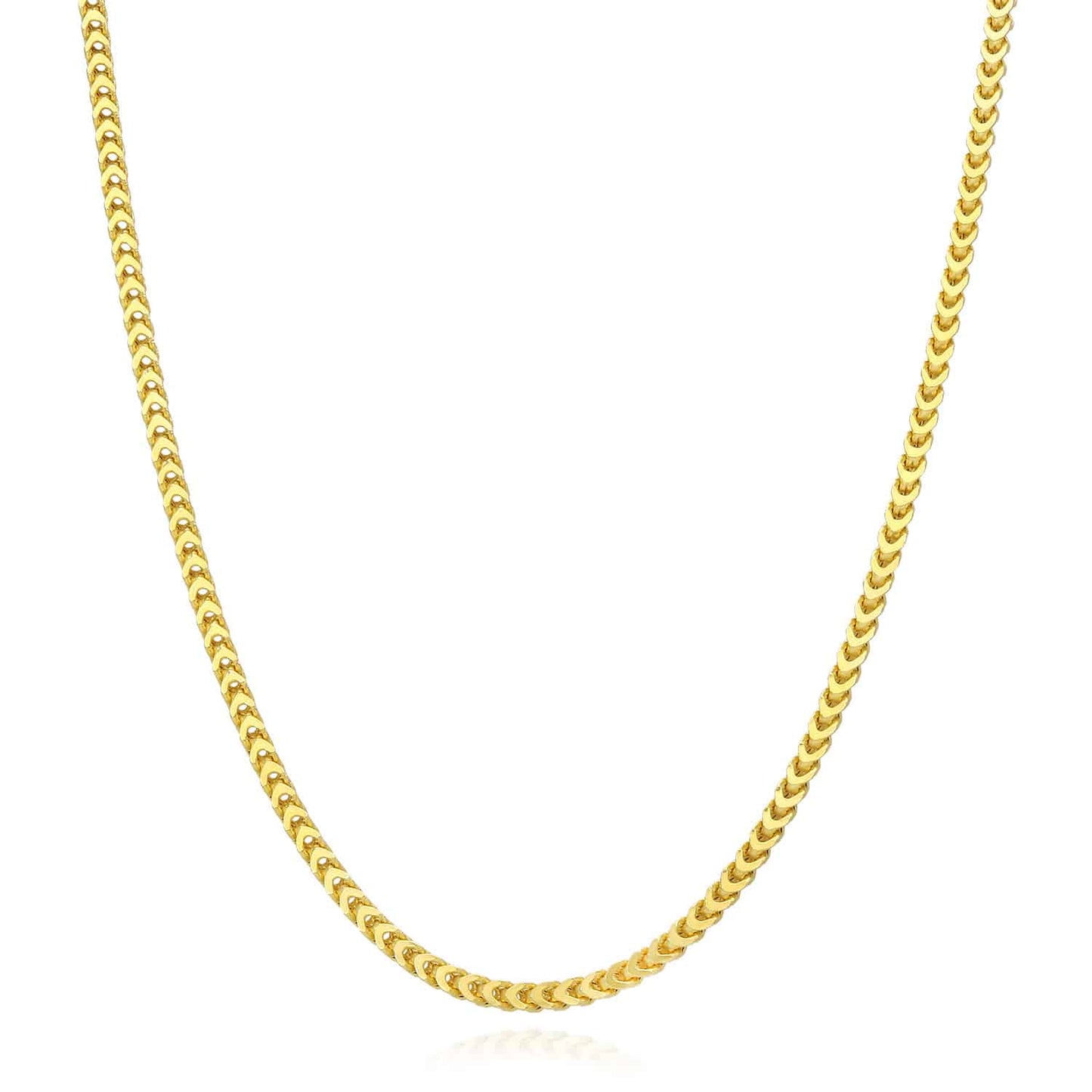 14K Gold Over Silver 2.5mm Hollow Franco Chain 16"-26"