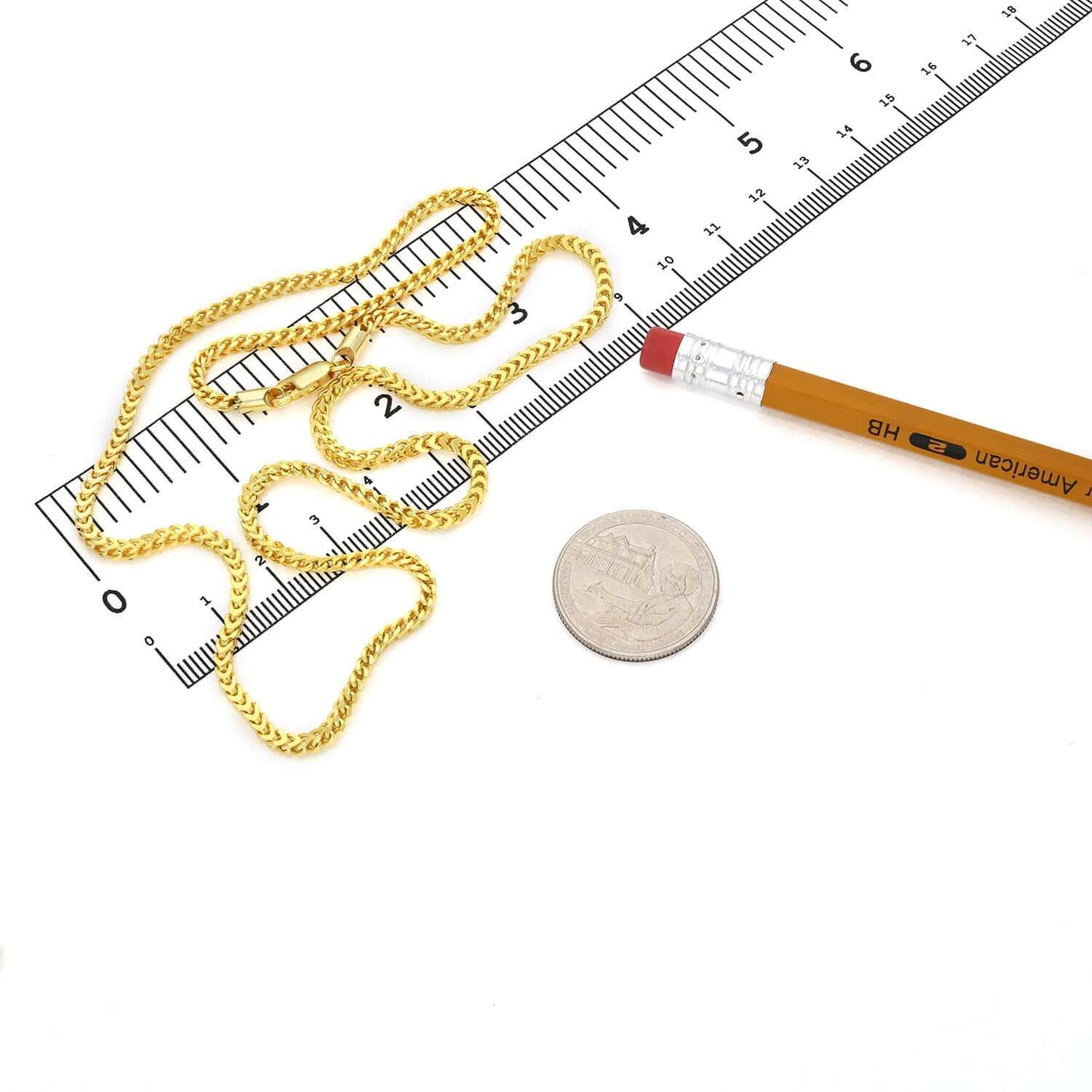 14K Gold Over Silver 2.5mm Hollow Franco Chain 16"-26"
