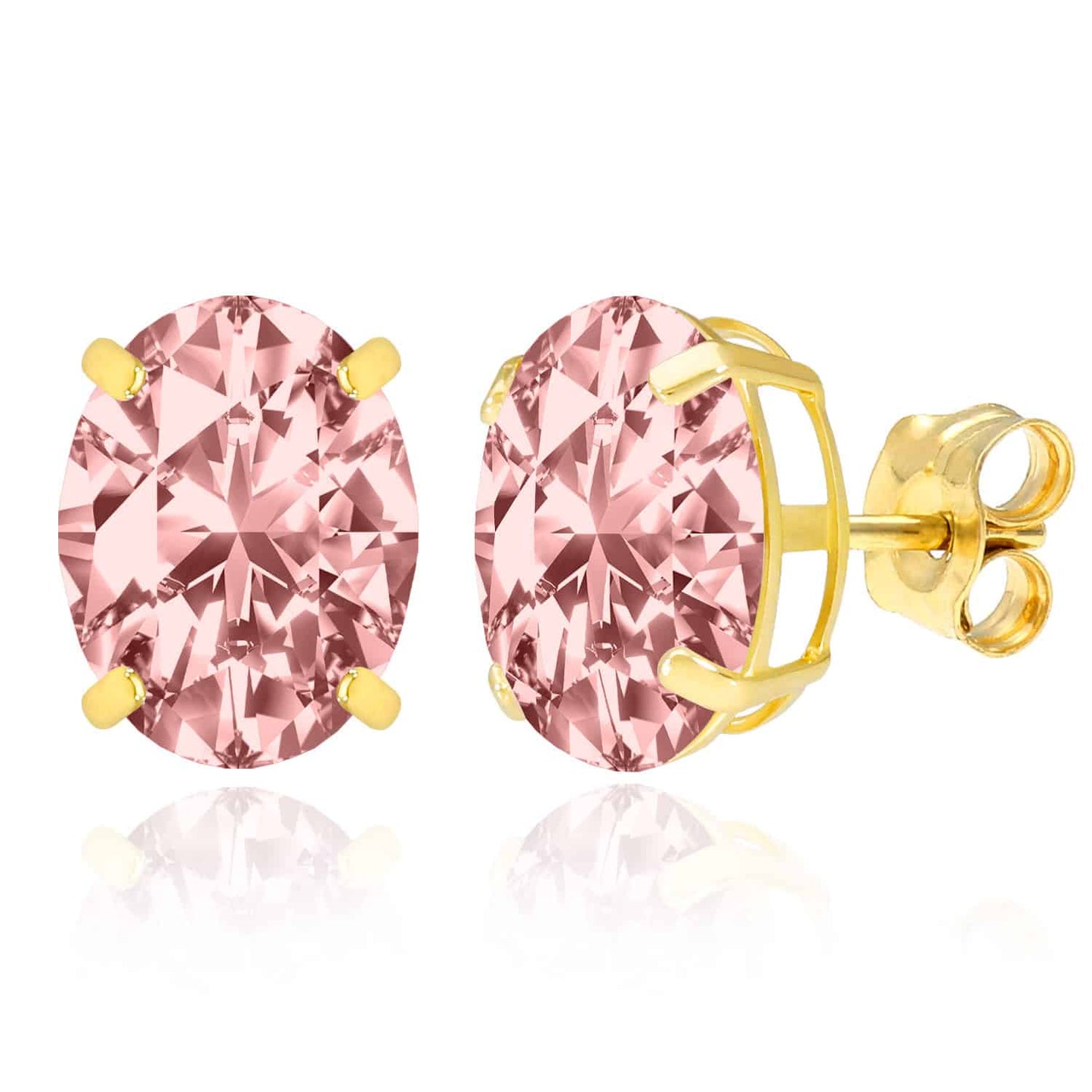 5CTW Birthstone Oval Simulated Gemstone Basket-Set 14K Gold Stud Earrings