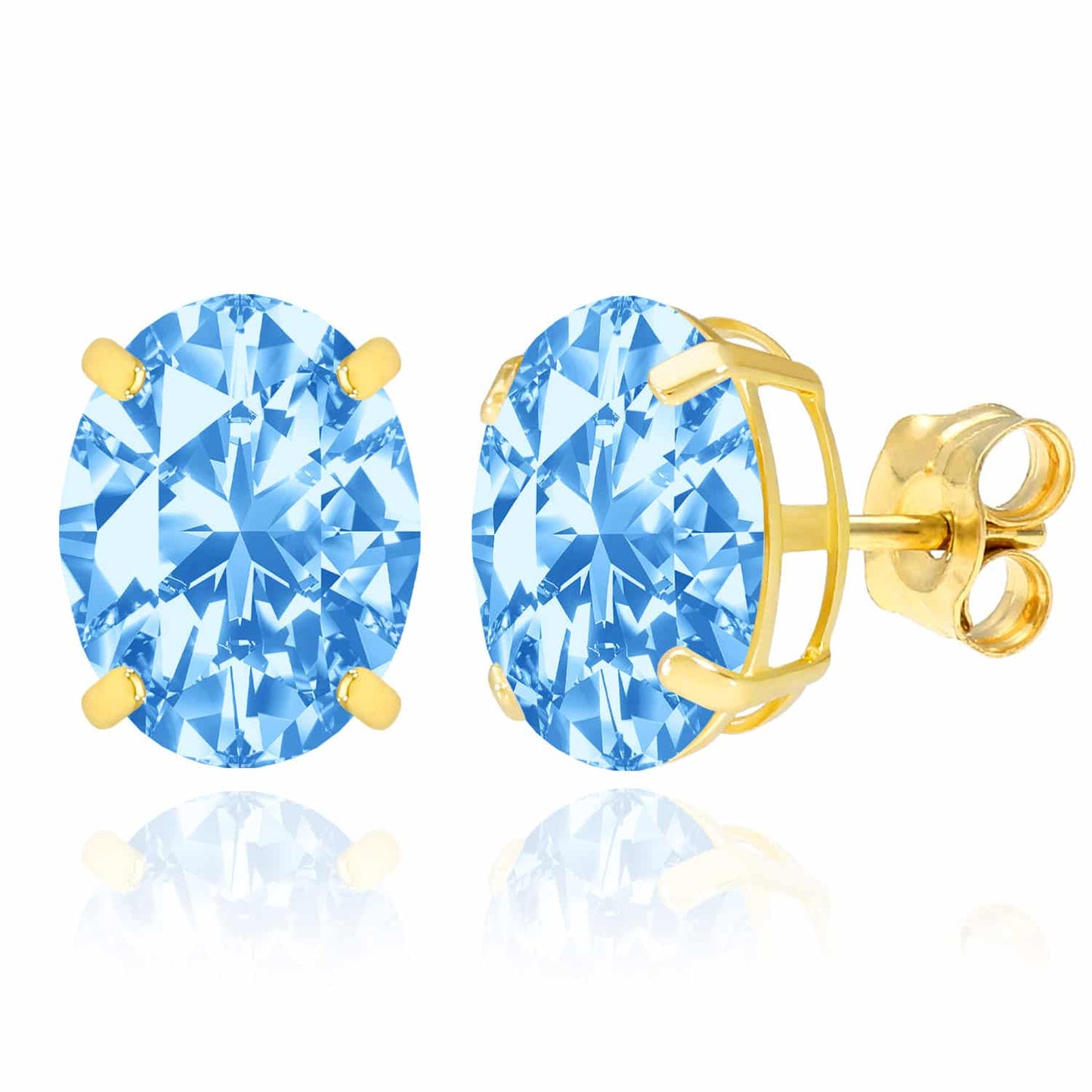5CTW Birthstone Oval Simulated Gemstone Basket-Set 14K Gold Stud Earrings