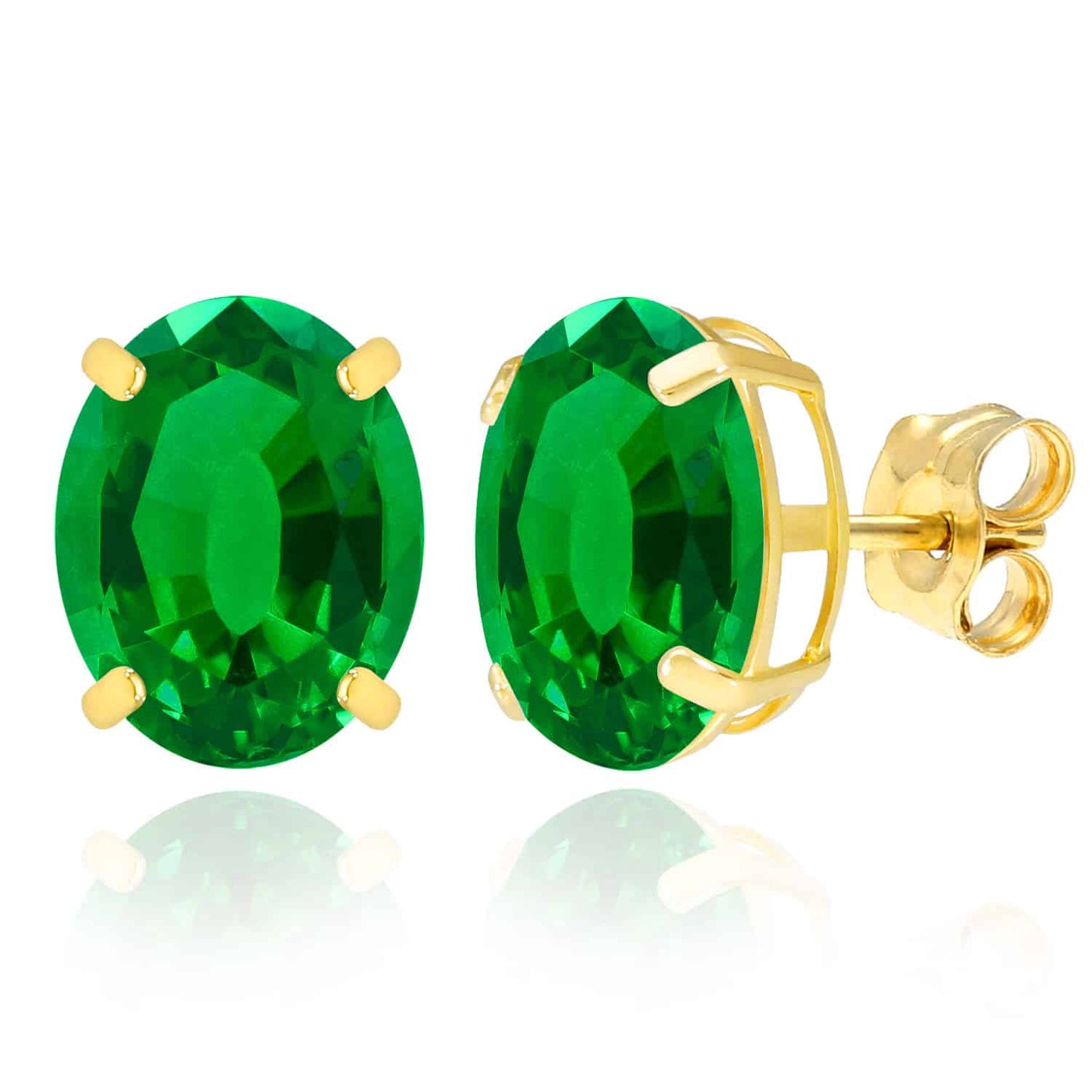 5CTW Birthstone Oval Simulated Gemstone Basket-Set 14K Gold Stud Earrings